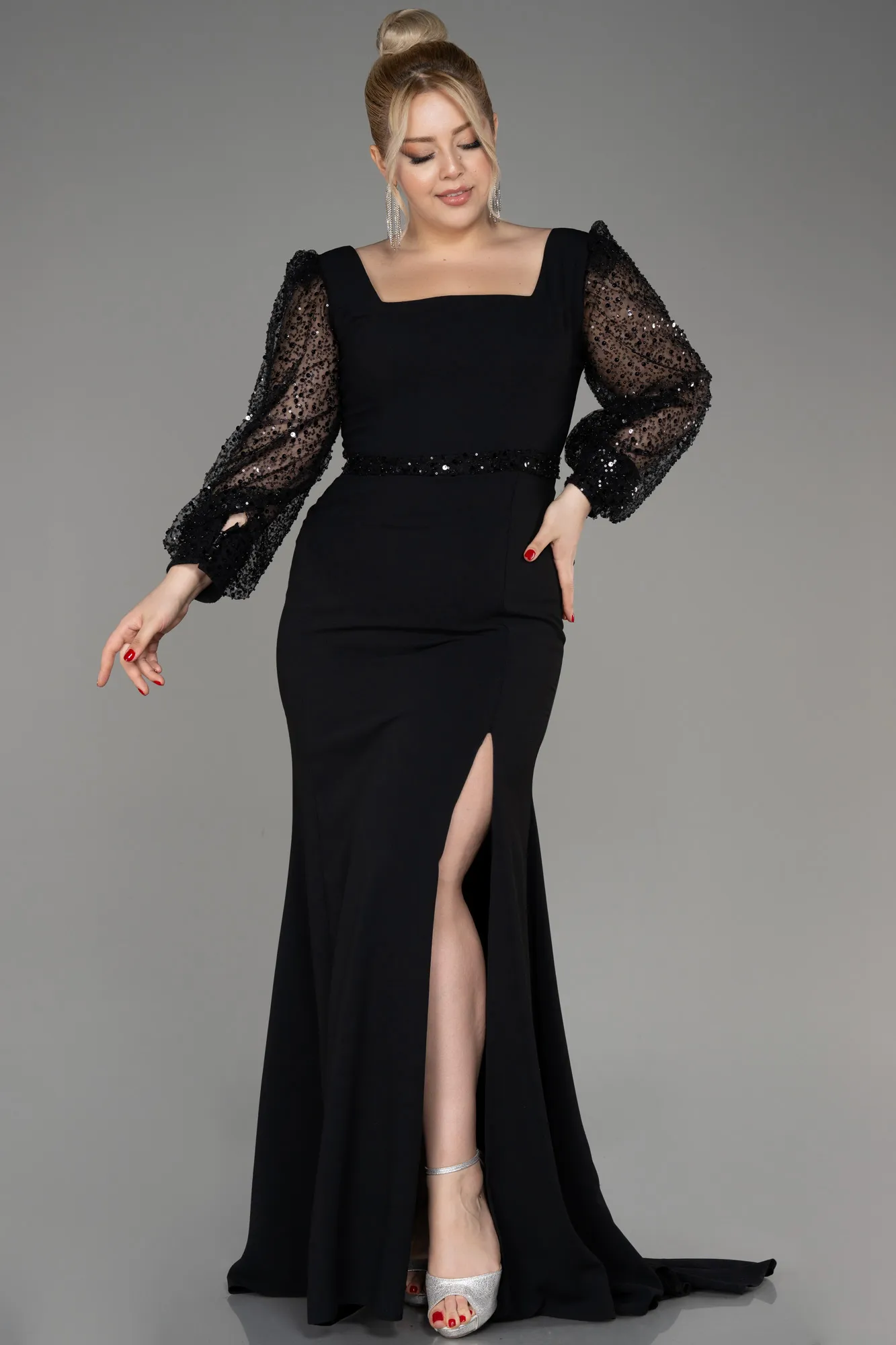 Black-Long Oversized Evening Dress ABU3912