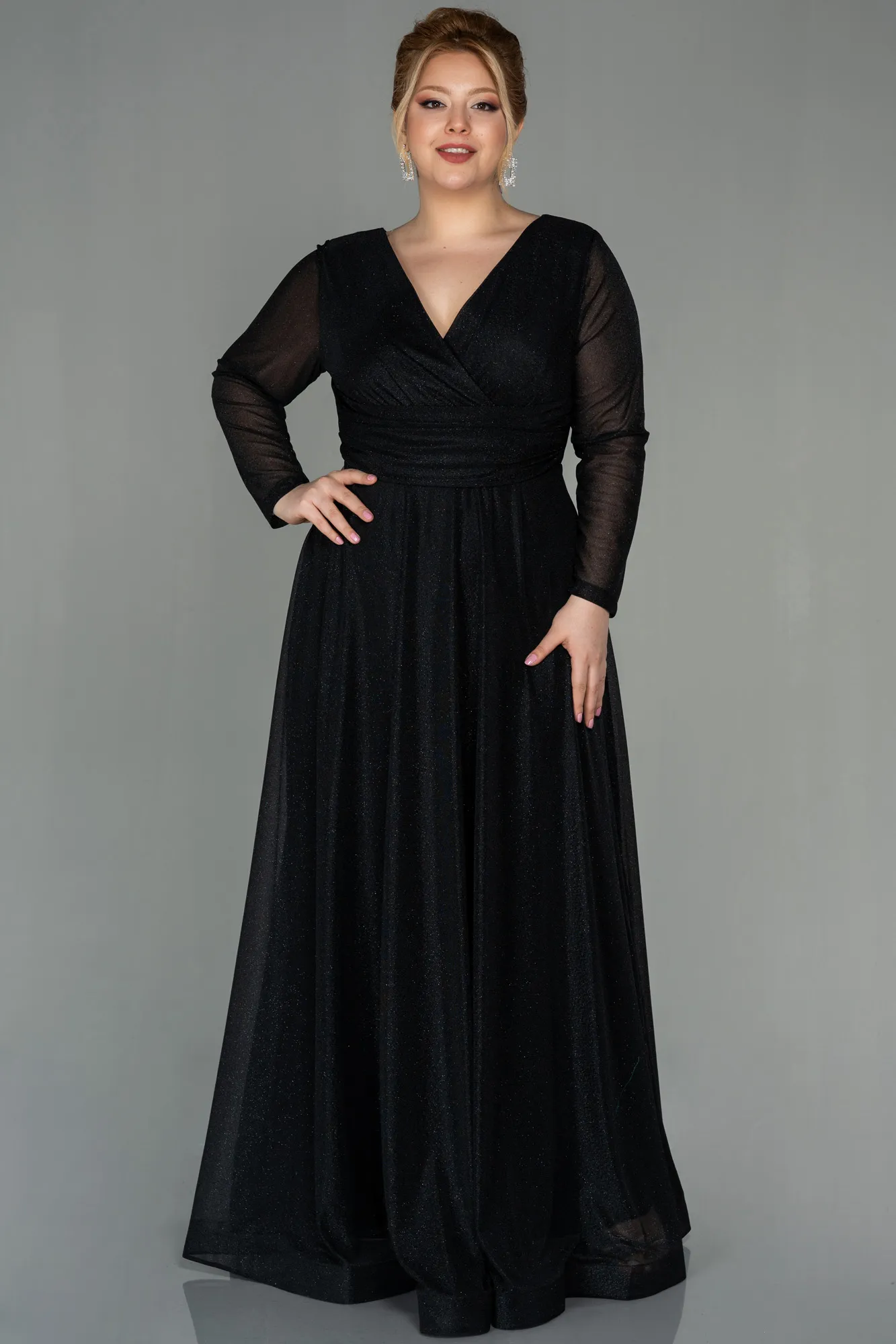 Black-Long Oversized Evening Dress ABU991