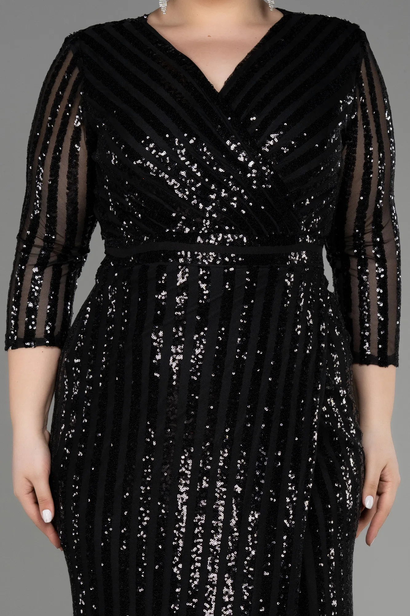 Black-Long Oversized Mermaid Evening Dress ABU1043