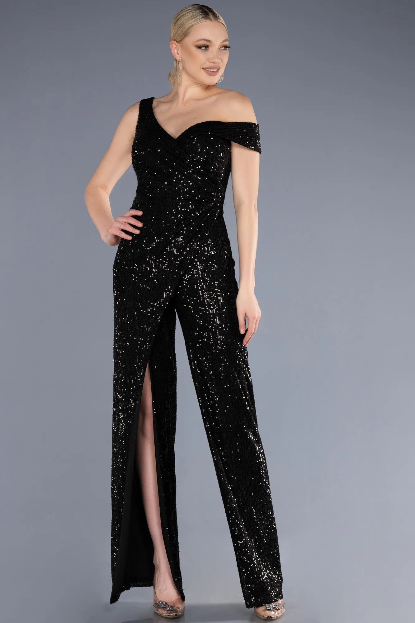 Black-Long Party Evening Dress Jumpsuit ABT114