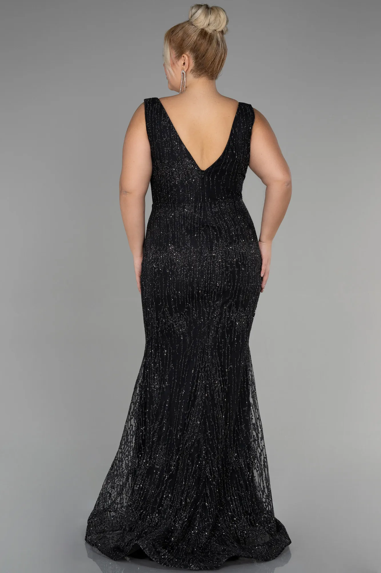 Black-Long Plus Size Engagement Dress ABU3368