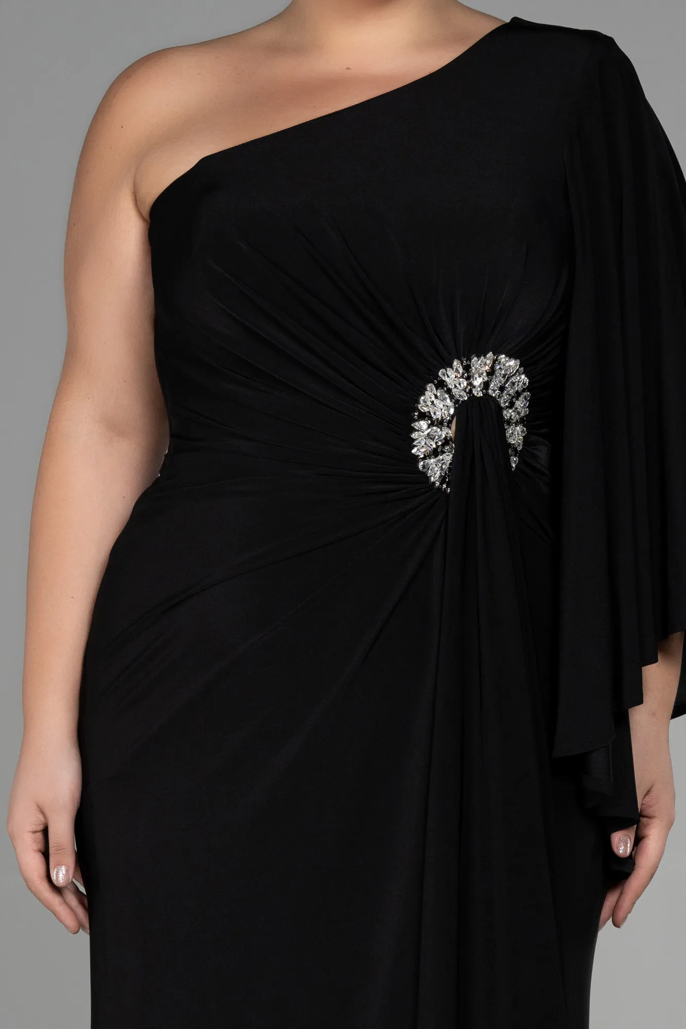 Black-Long Plus Size Engagement Dress ABU3373