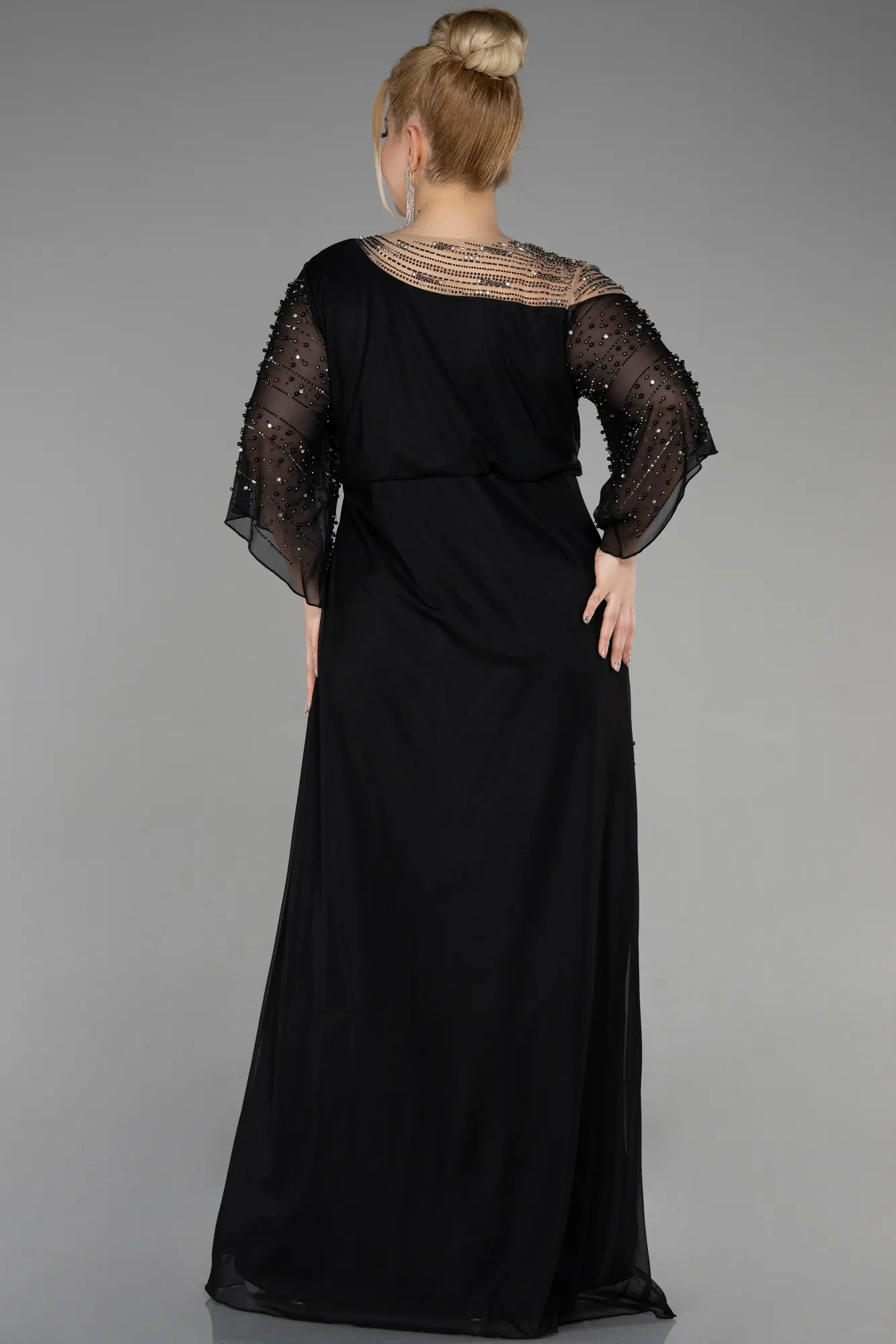 Black-Long Plus Size Engagement Dress ABU3650