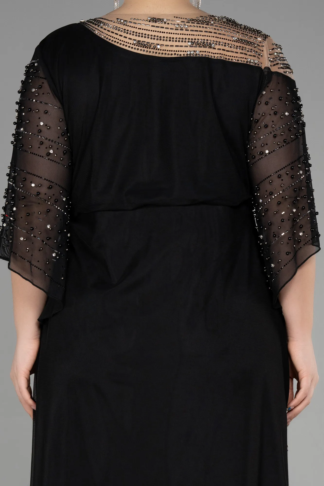Black-Long Plus Size Engagement Dress ABU3650