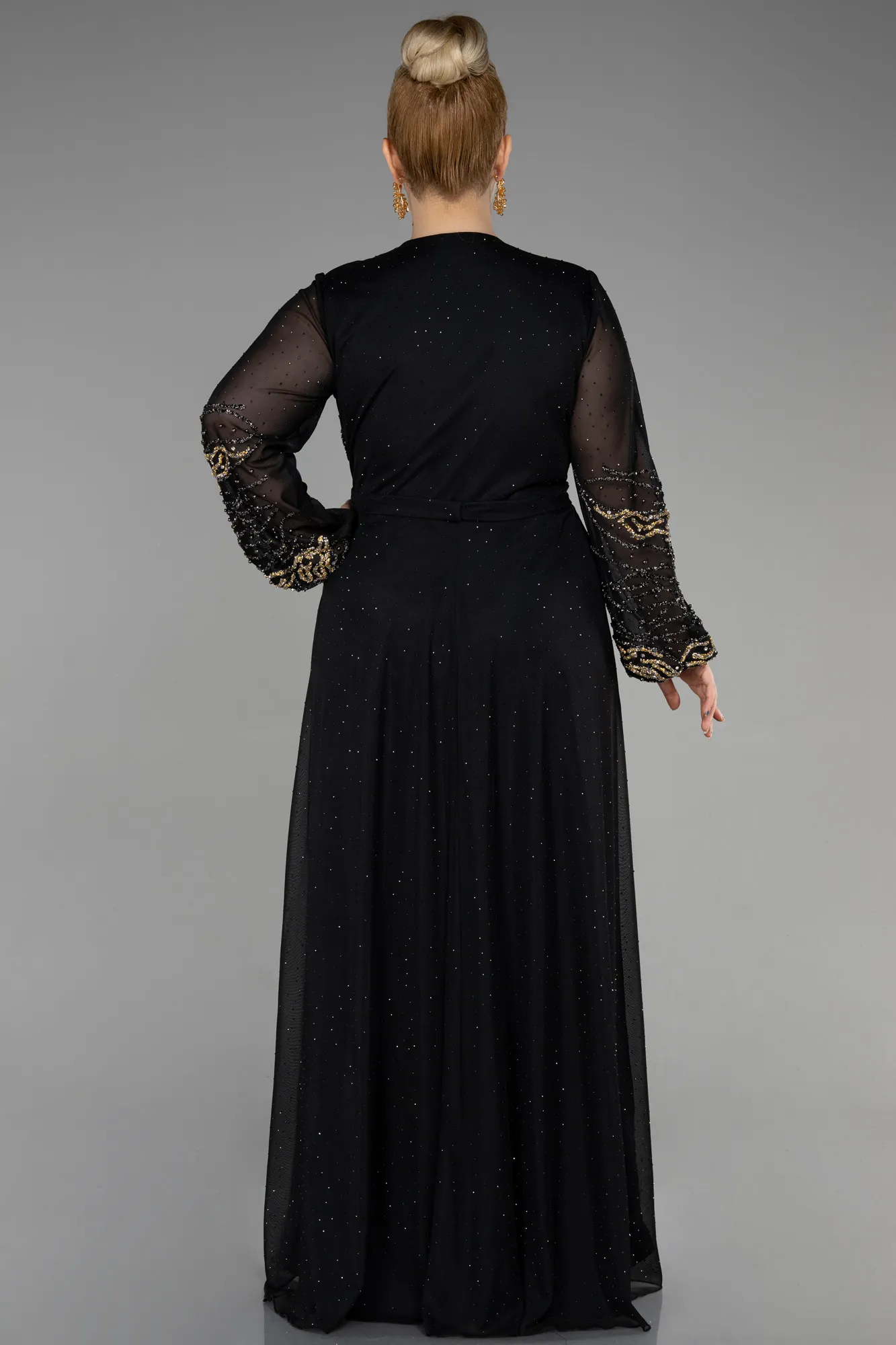 Black-Long Plus Size Engagement Dress ABU3653