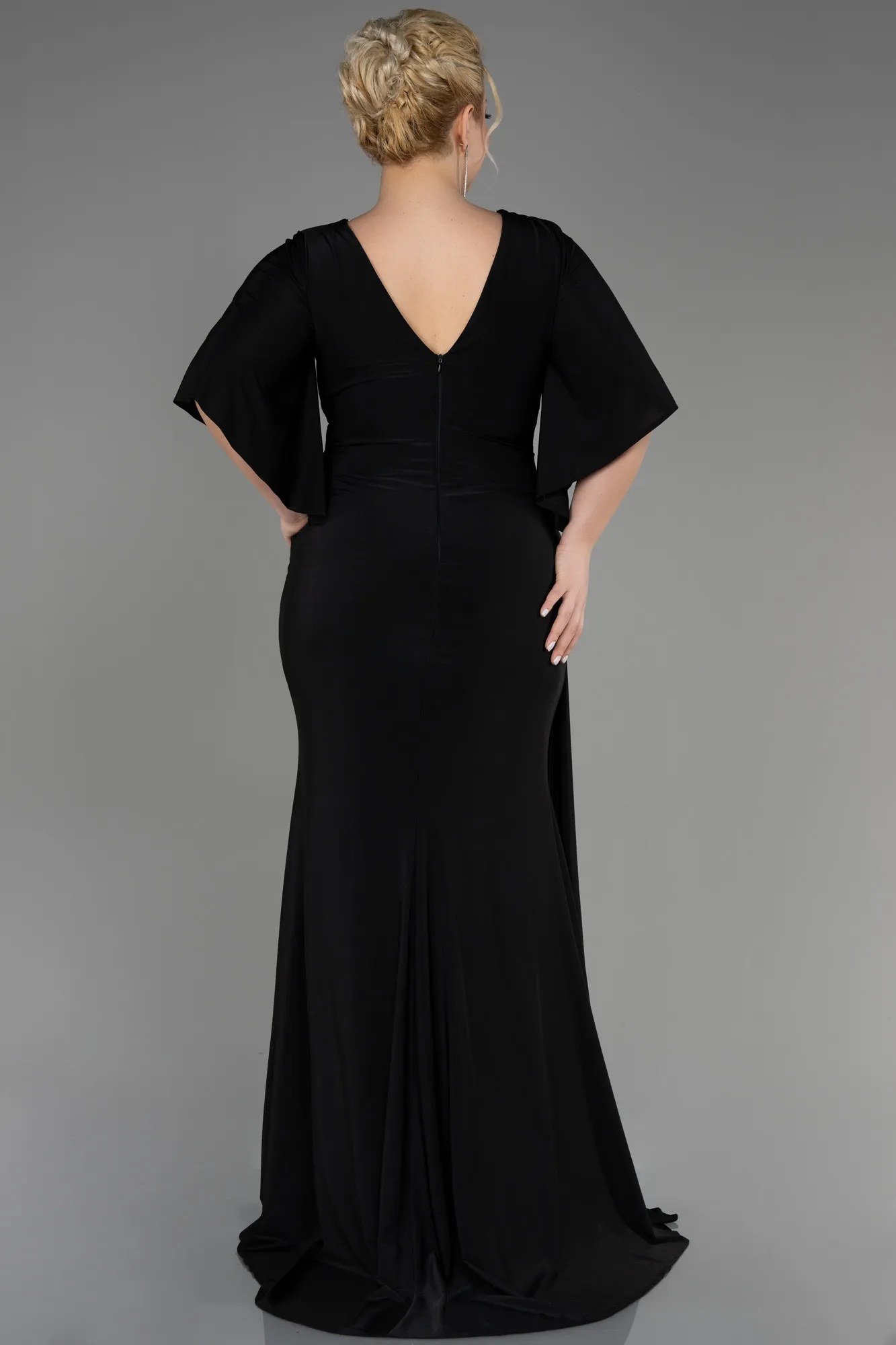 Black-Long Plus Size Engagement Dress ABU3735