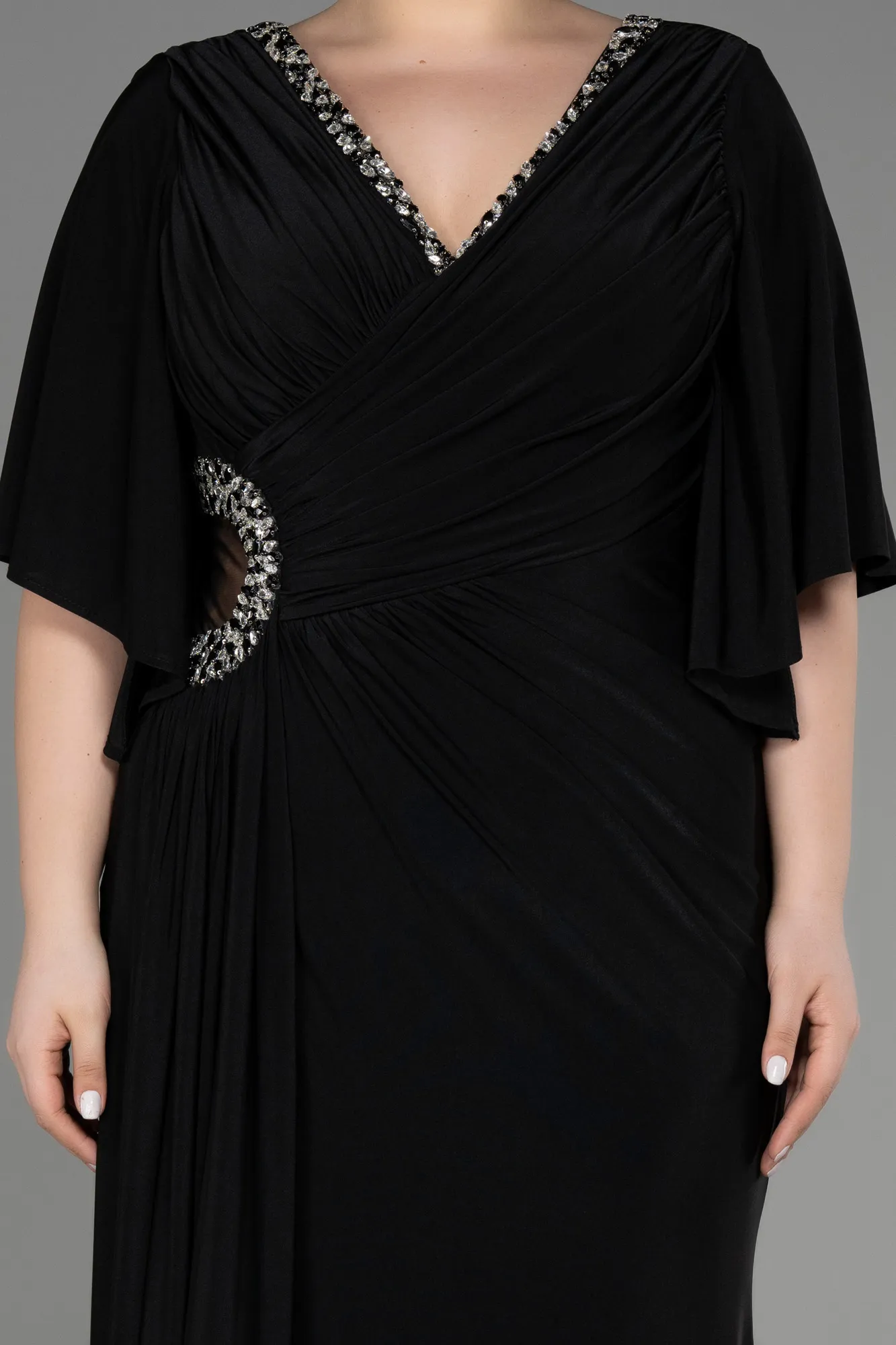 Black-Long Plus Size Engagement Dress ABU3735