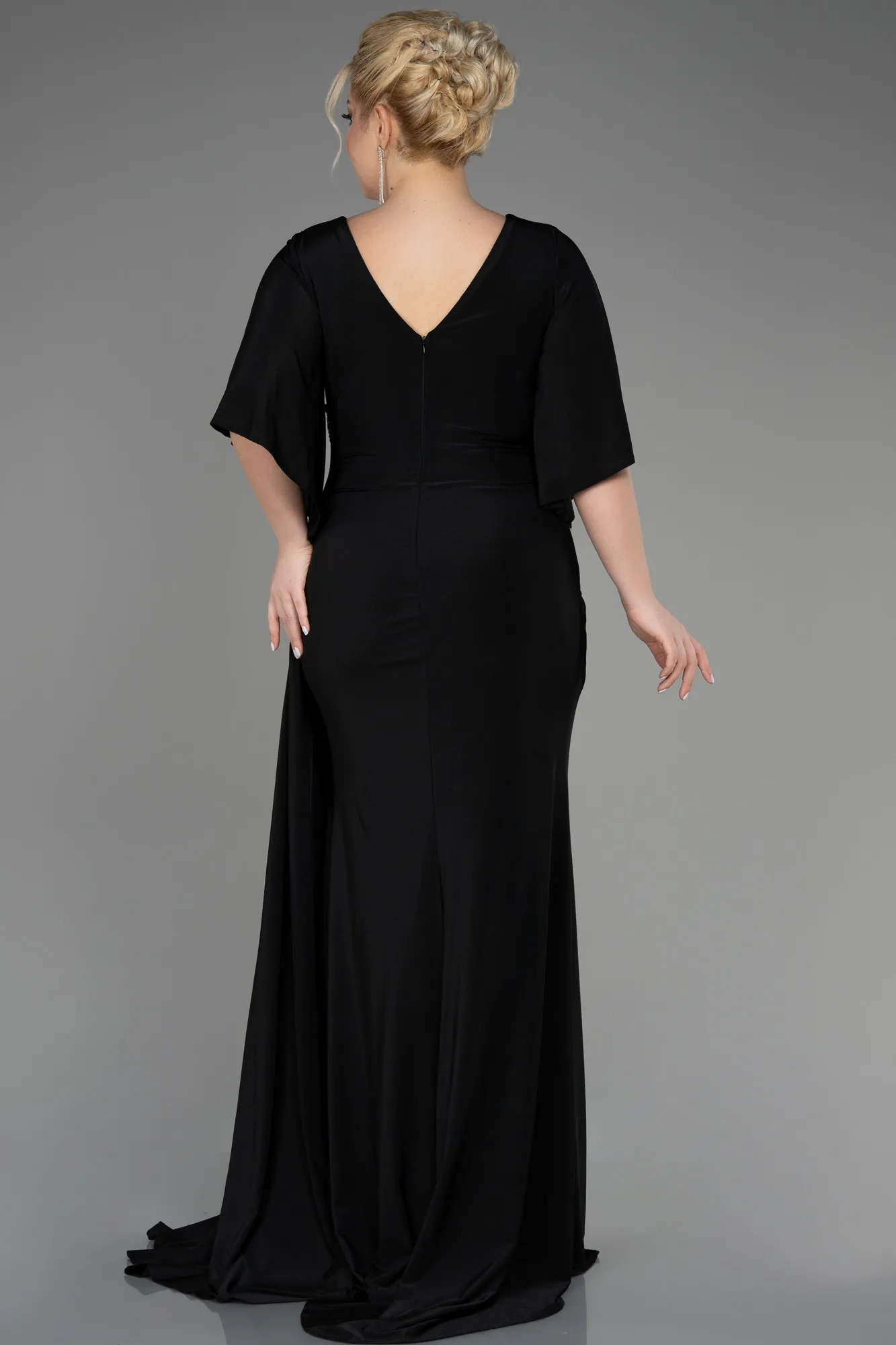 Black-Long Plus Size Engagement Dress ABU3736
