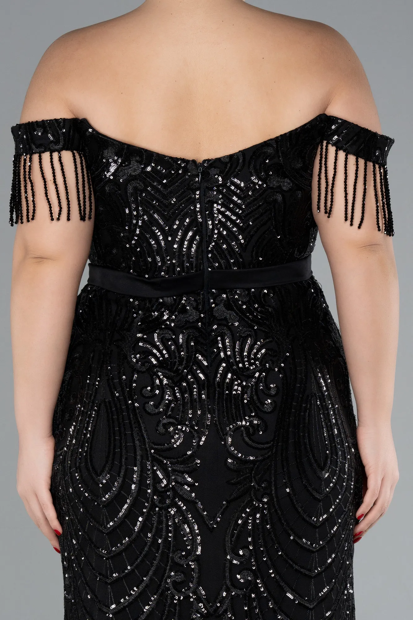 Black-Long Plus Size Engagement Dress ABU3785