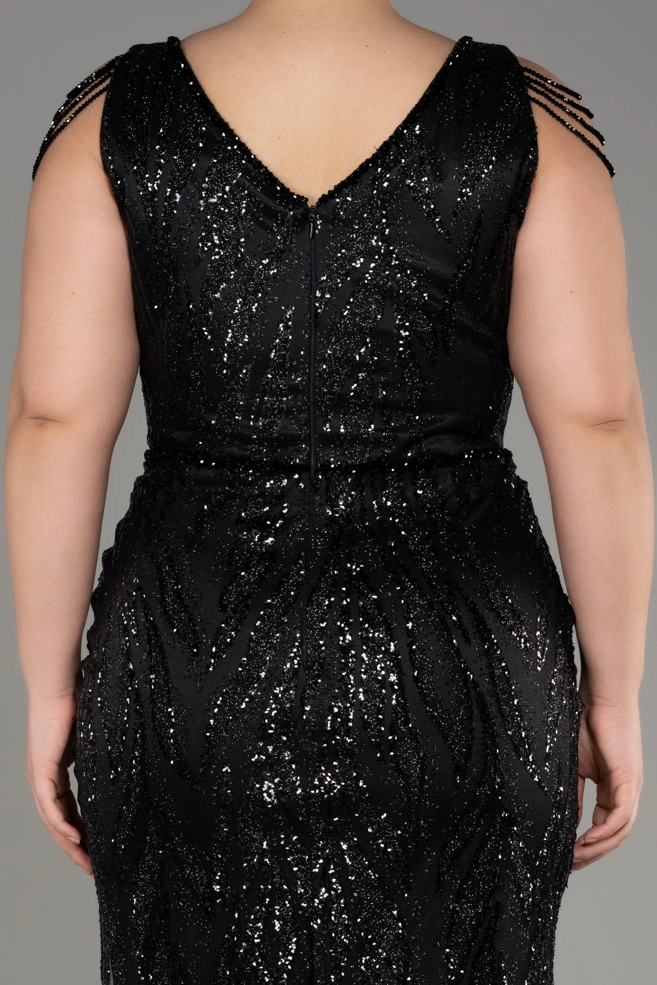 Black-Long Plus Size Engagement Dress ABU3789