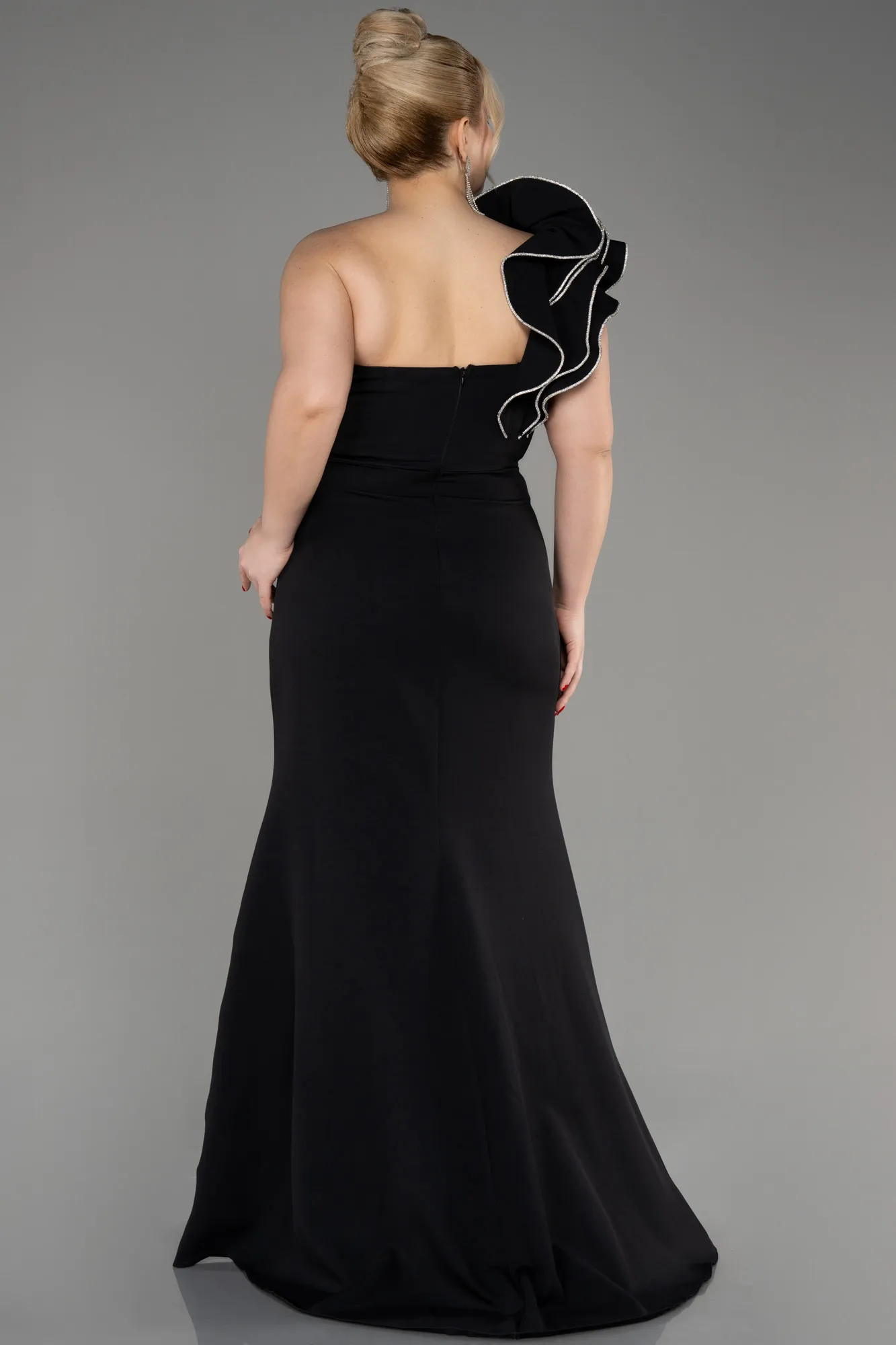 Black-Long Plus Size Engagement Dress ABU3911