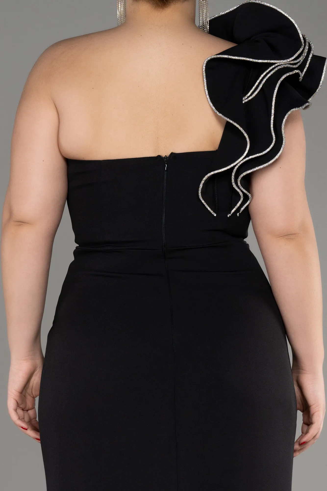 Black-Long Plus Size Engagement Dress ABU3911