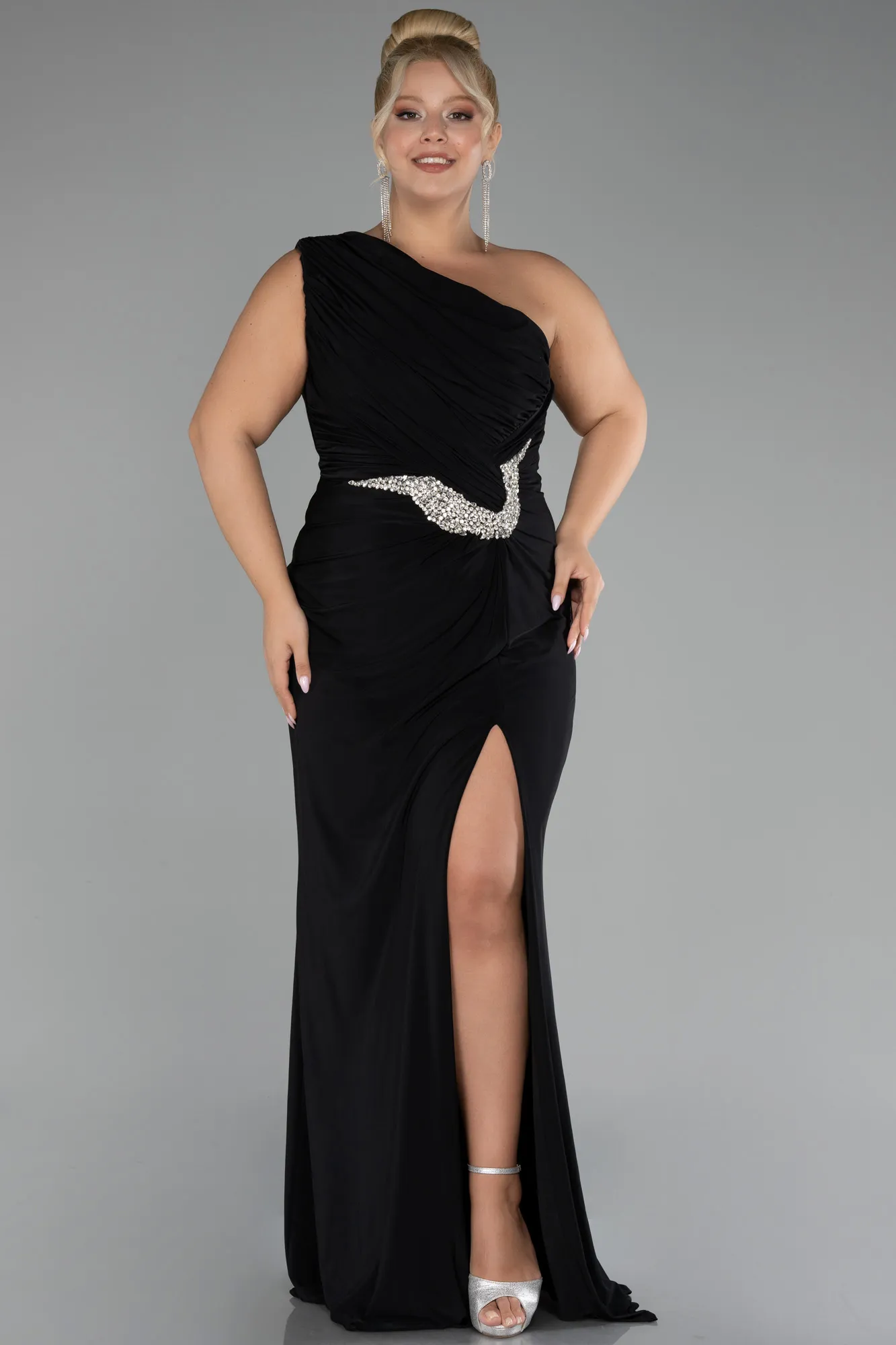 Black-Long Plus Size Engagement Dress ABU4148