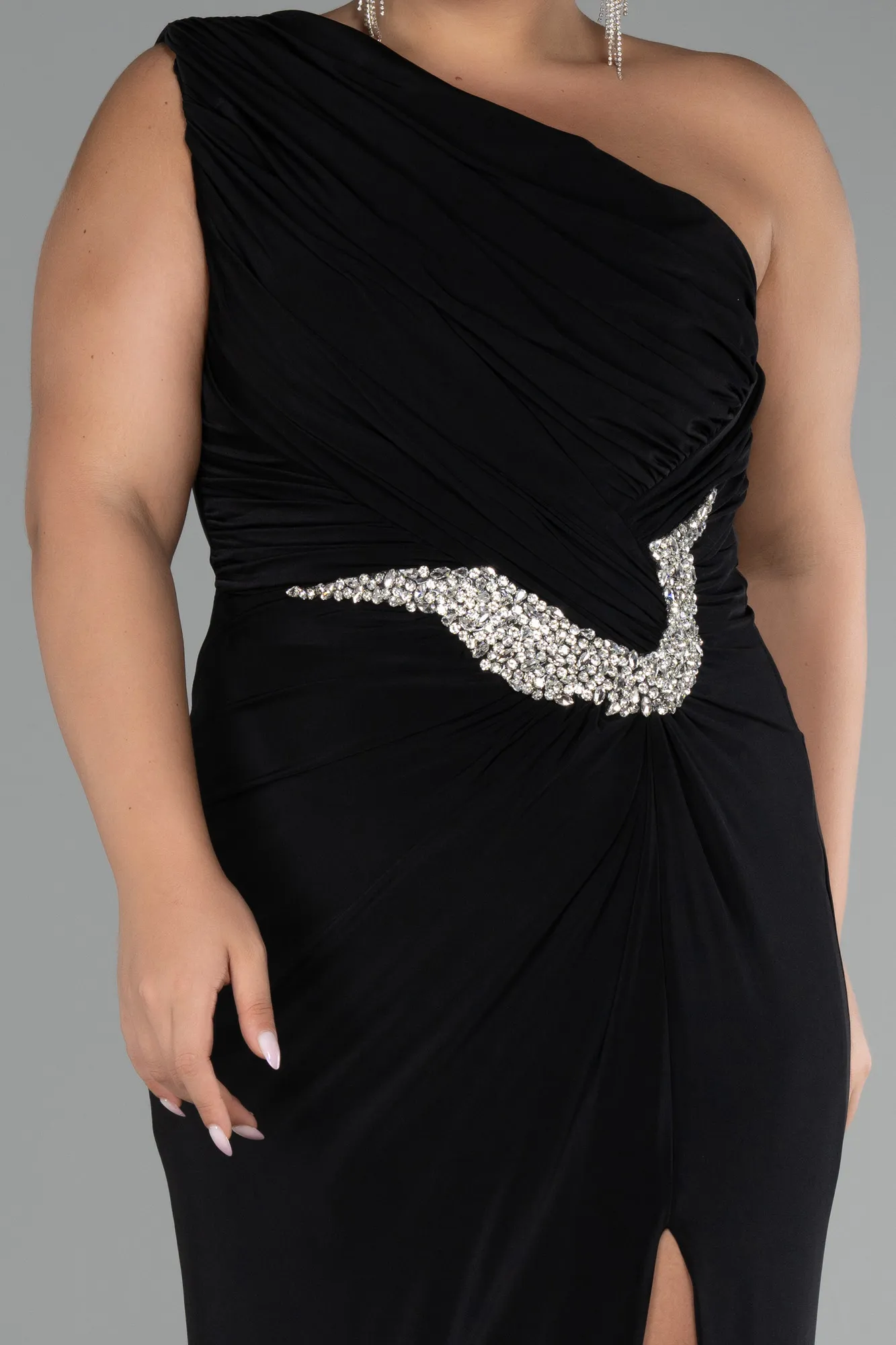 Black-Long Plus Size Engagement Dress ABU4148