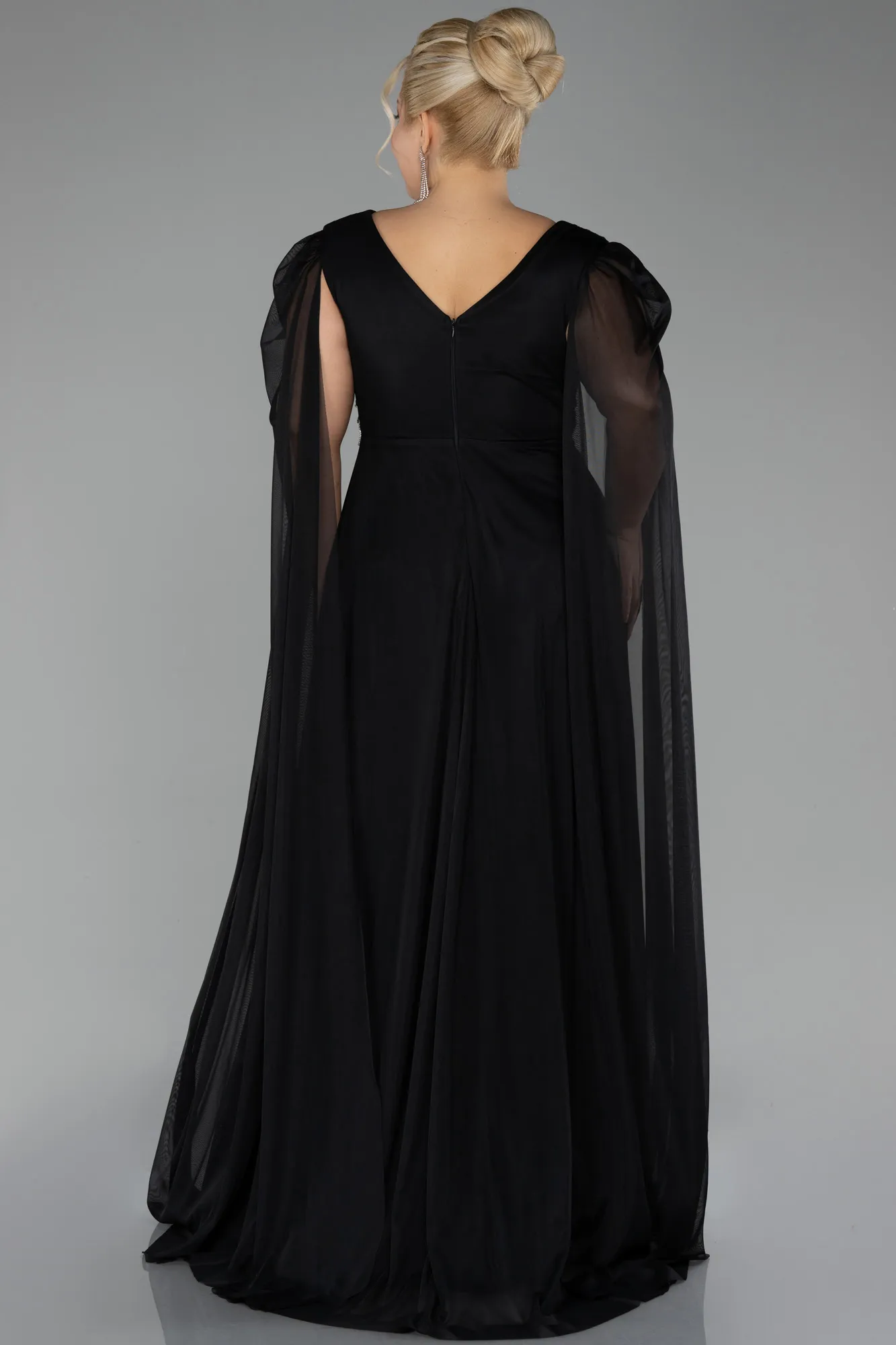 Black-Long Plus Size Engagement Dress ABU4259