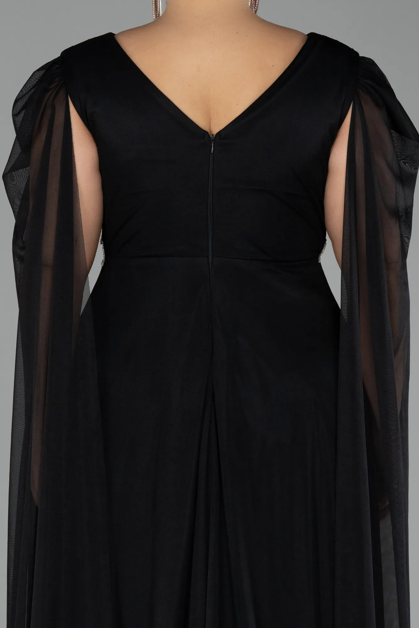 Black-Long Plus Size Engagement Dress ABU4259