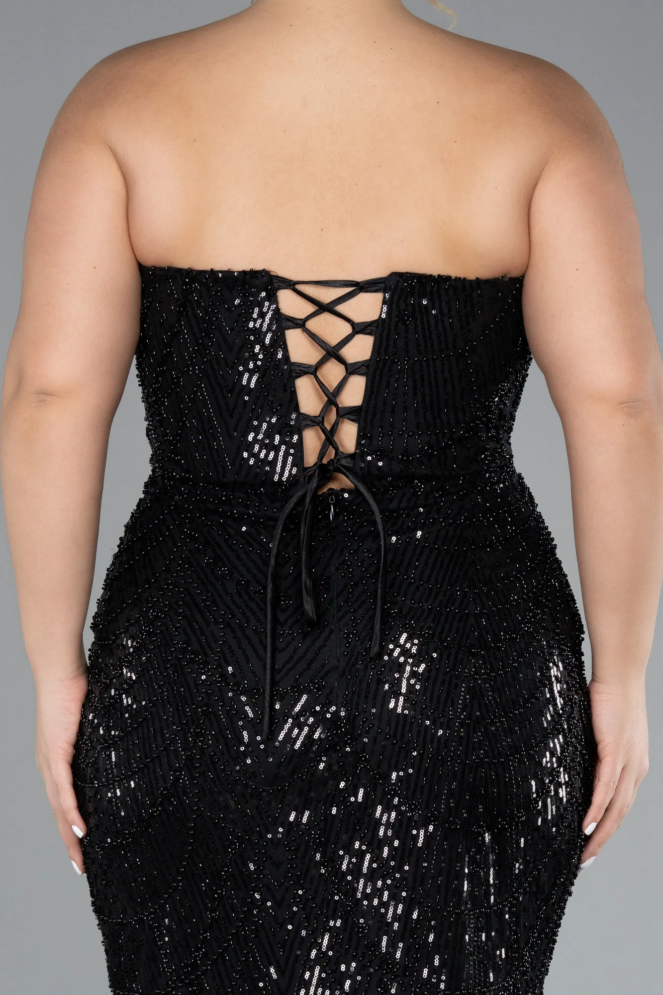 Black-Long Plus Size Engagement Dress ABU4384