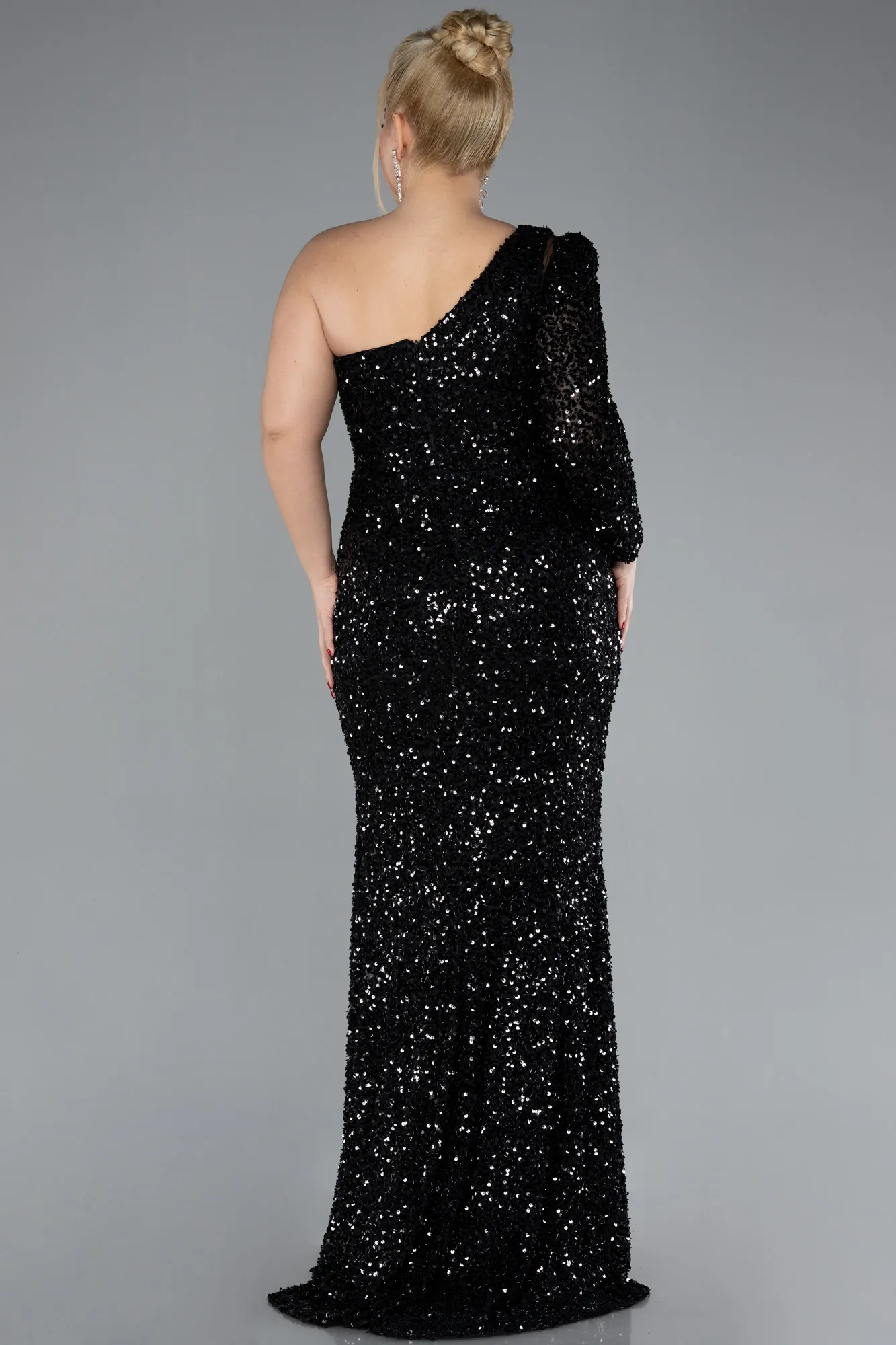 Black-Long Plus Size Engagement Dress ABU4404