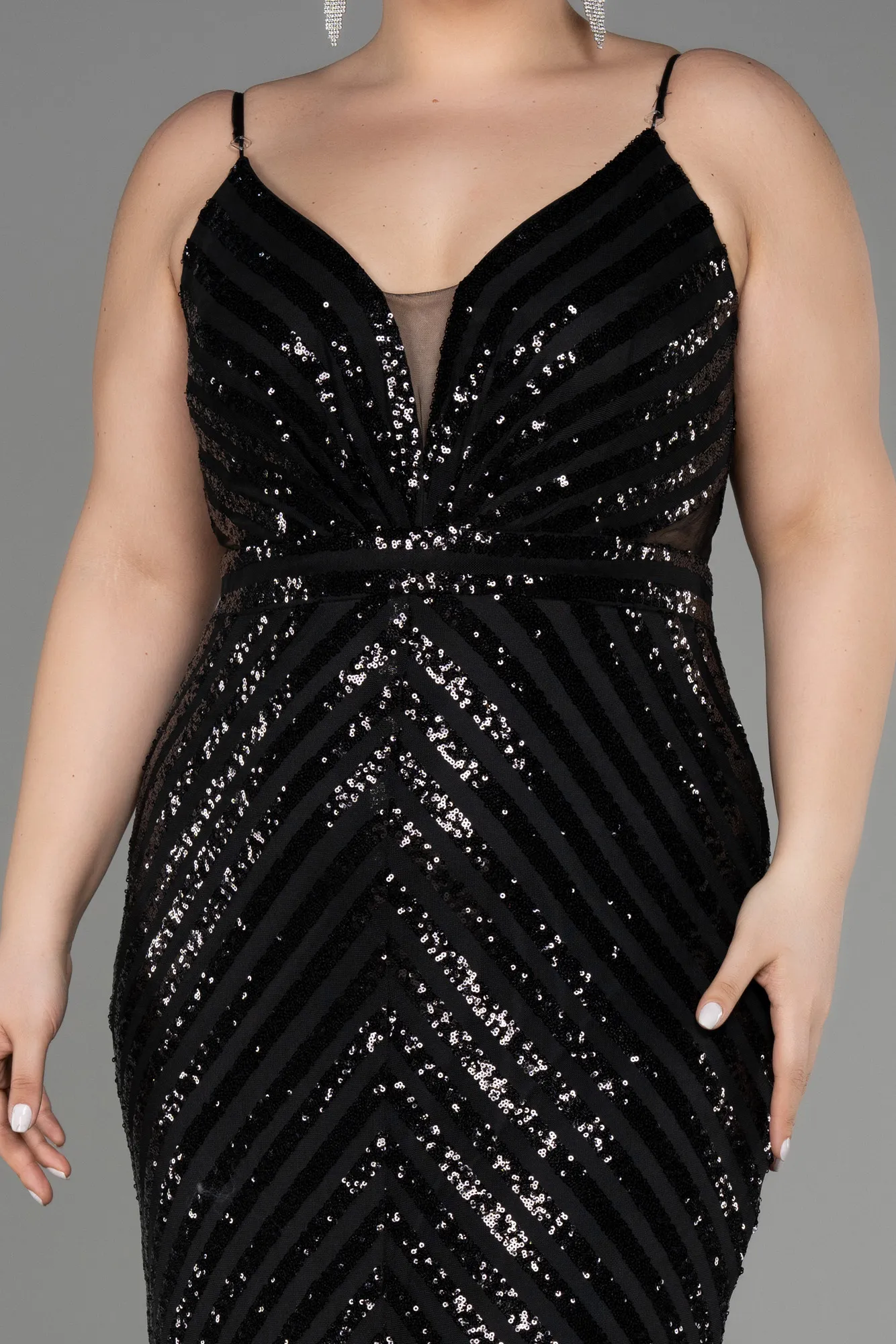 Black-Long Plus Size Evening Dress ABU1661