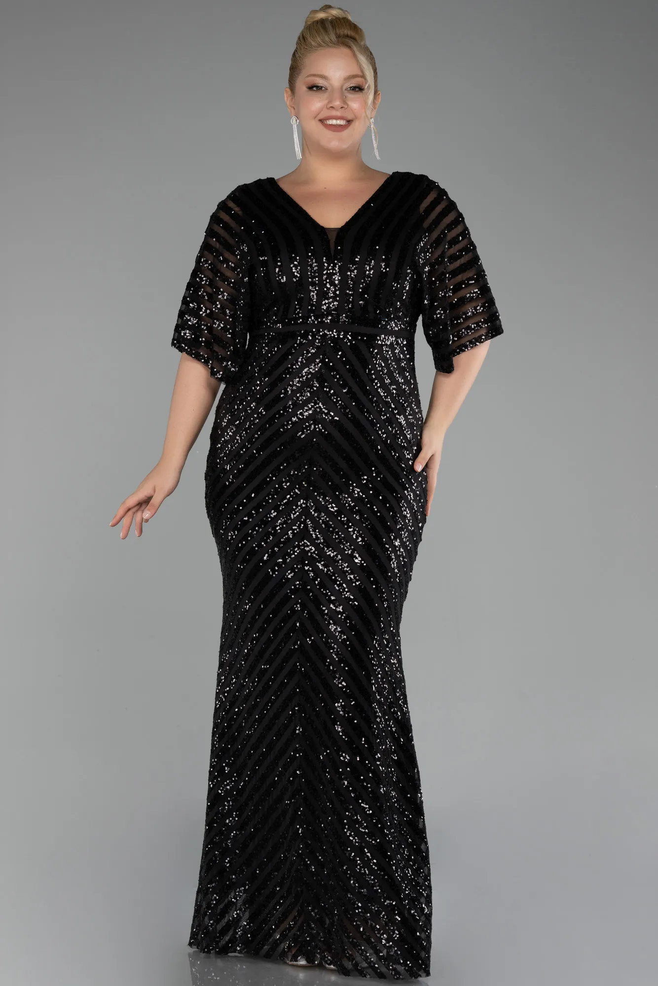 Black-Long Plus Size Evening Dress ABU2309