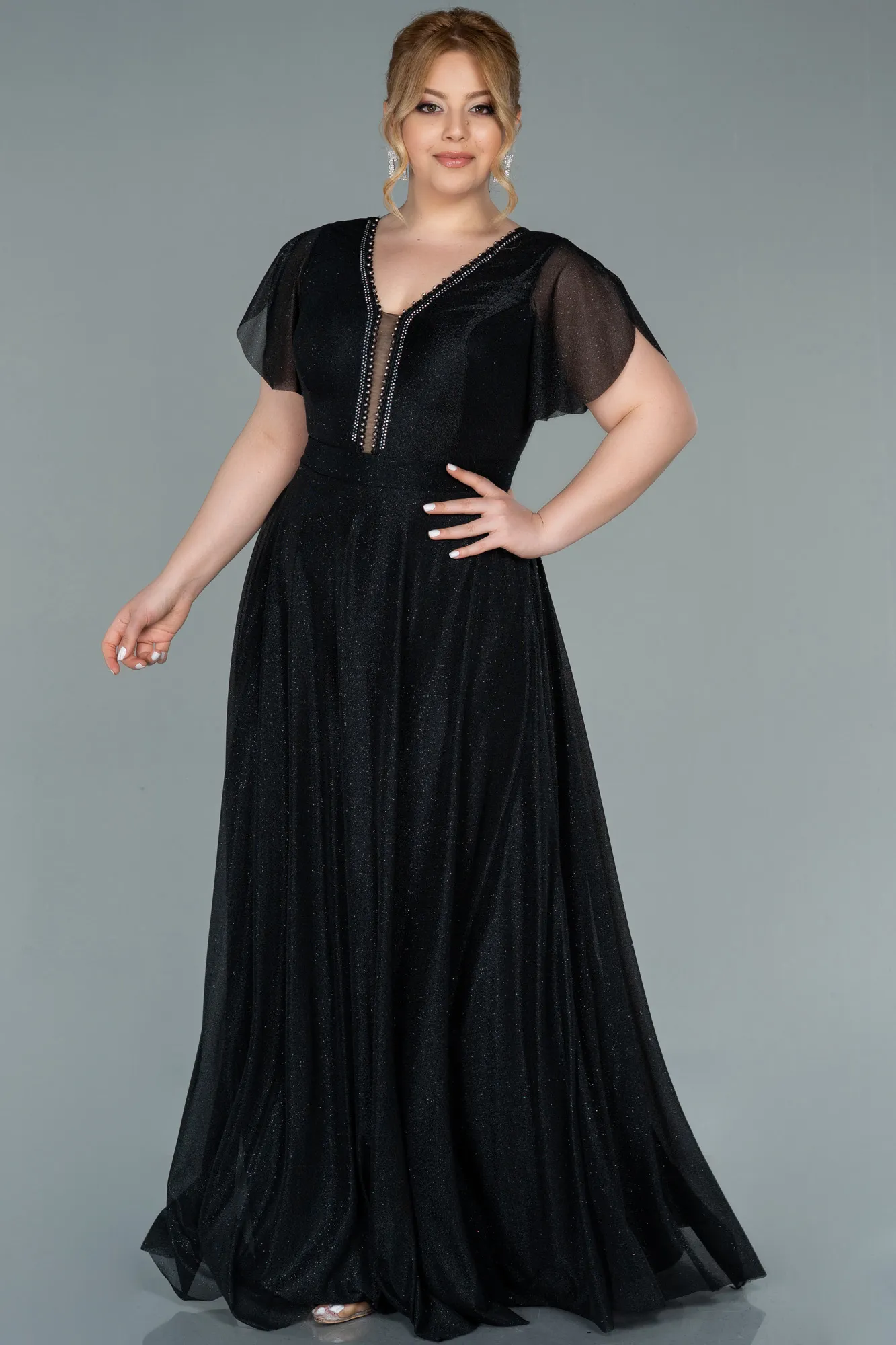 Black-Long Plus Size Evening Dress ABU2310