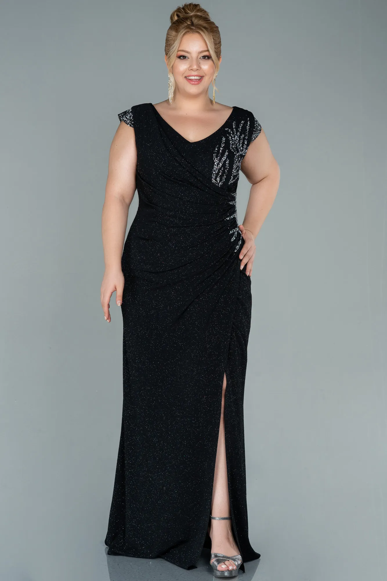 Black-Long Plus Size Evening Dress ABU2438