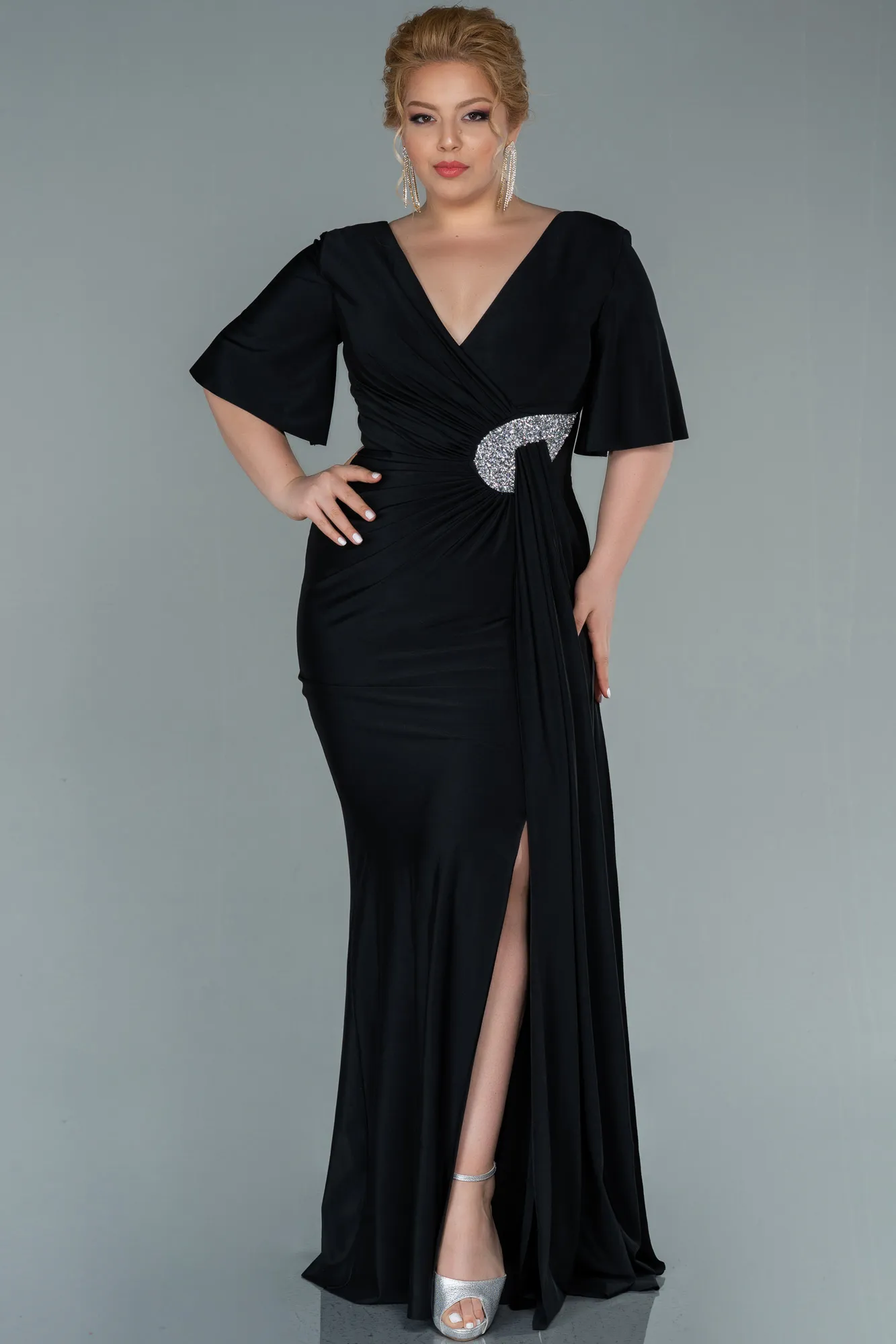 Black-Long Plus Size Evening Dress ABU2441