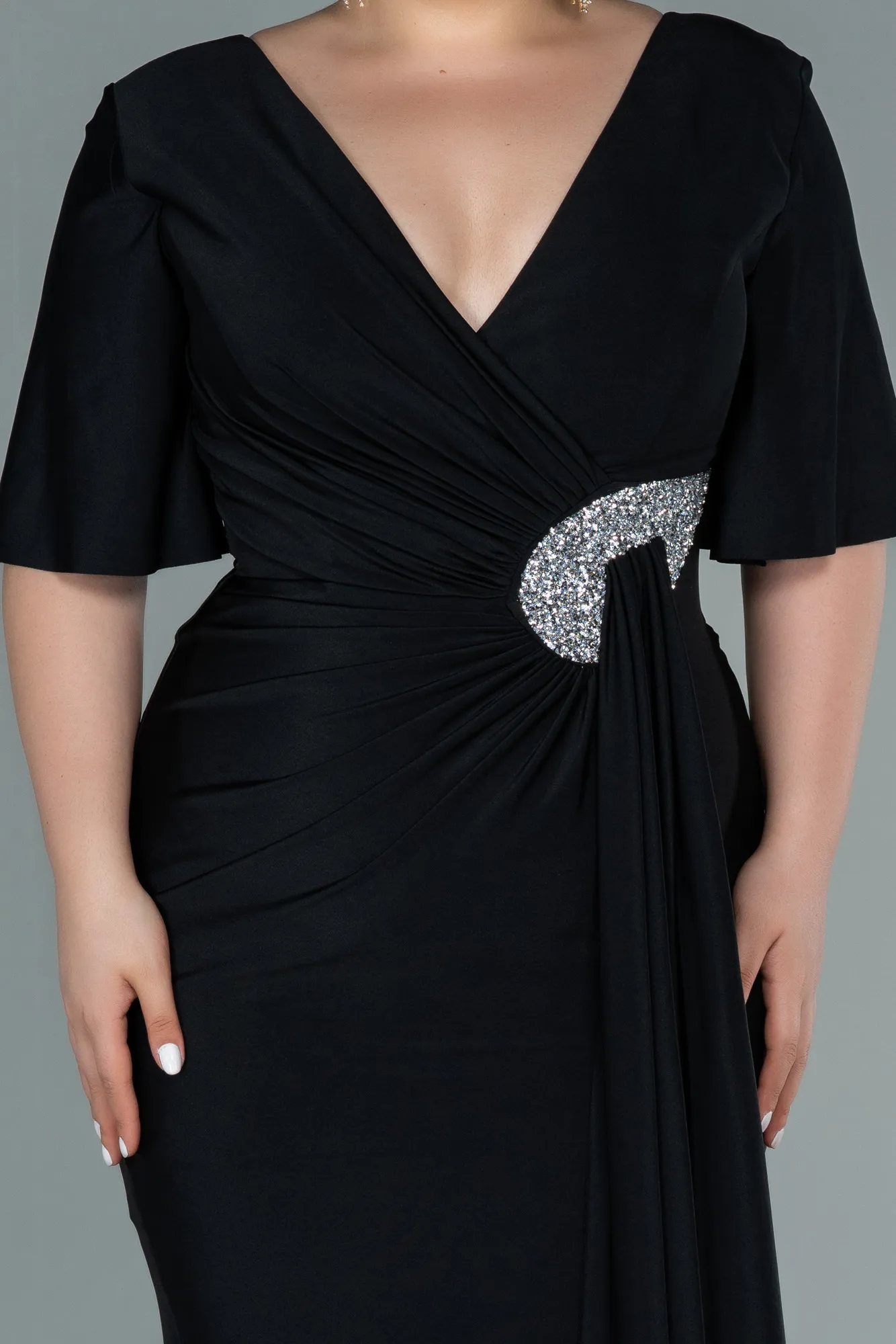 Black-Long Plus Size Evening Dress ABU2441