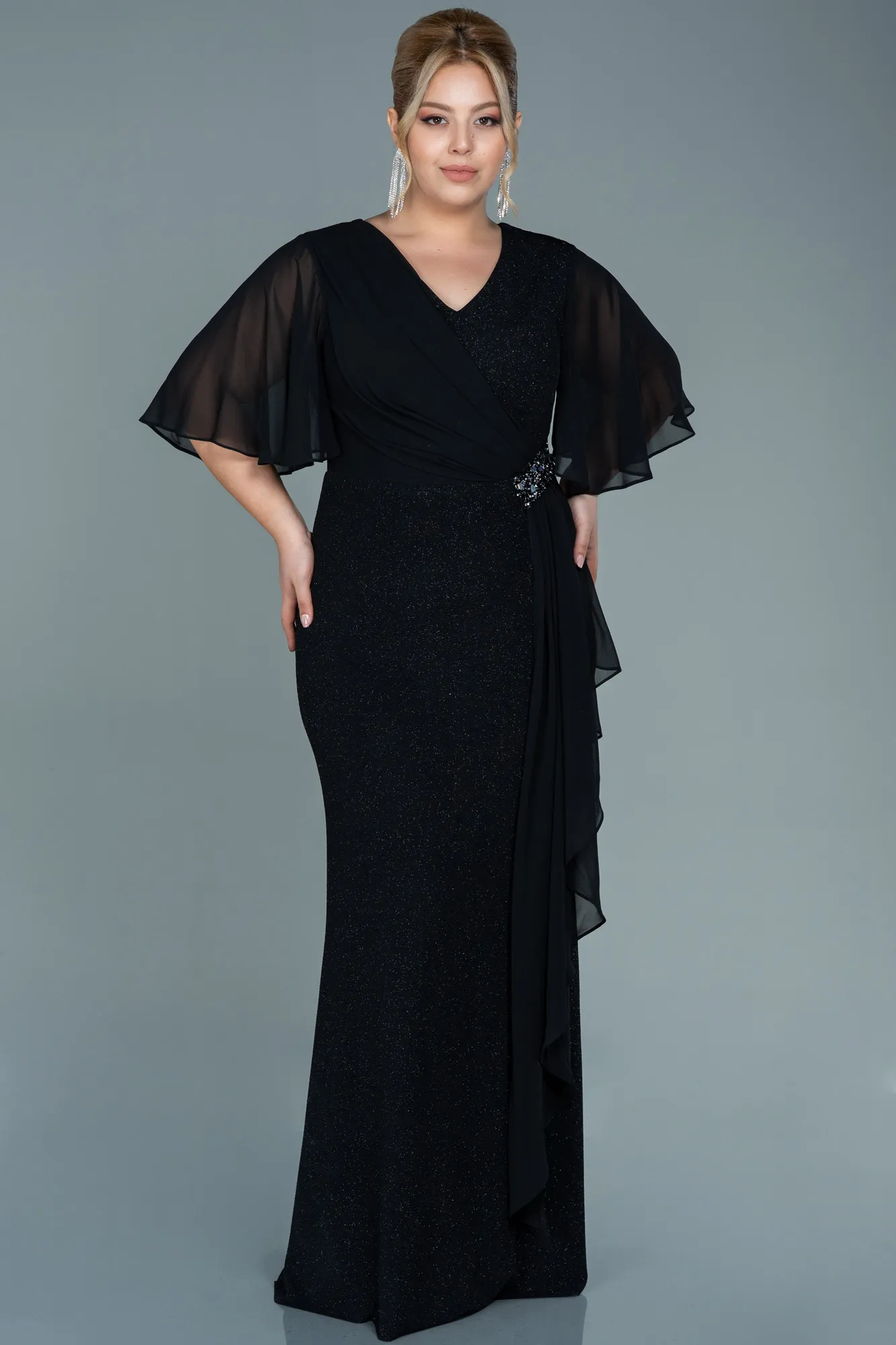 Black-Long Plus Size Evening Dress ABU2651