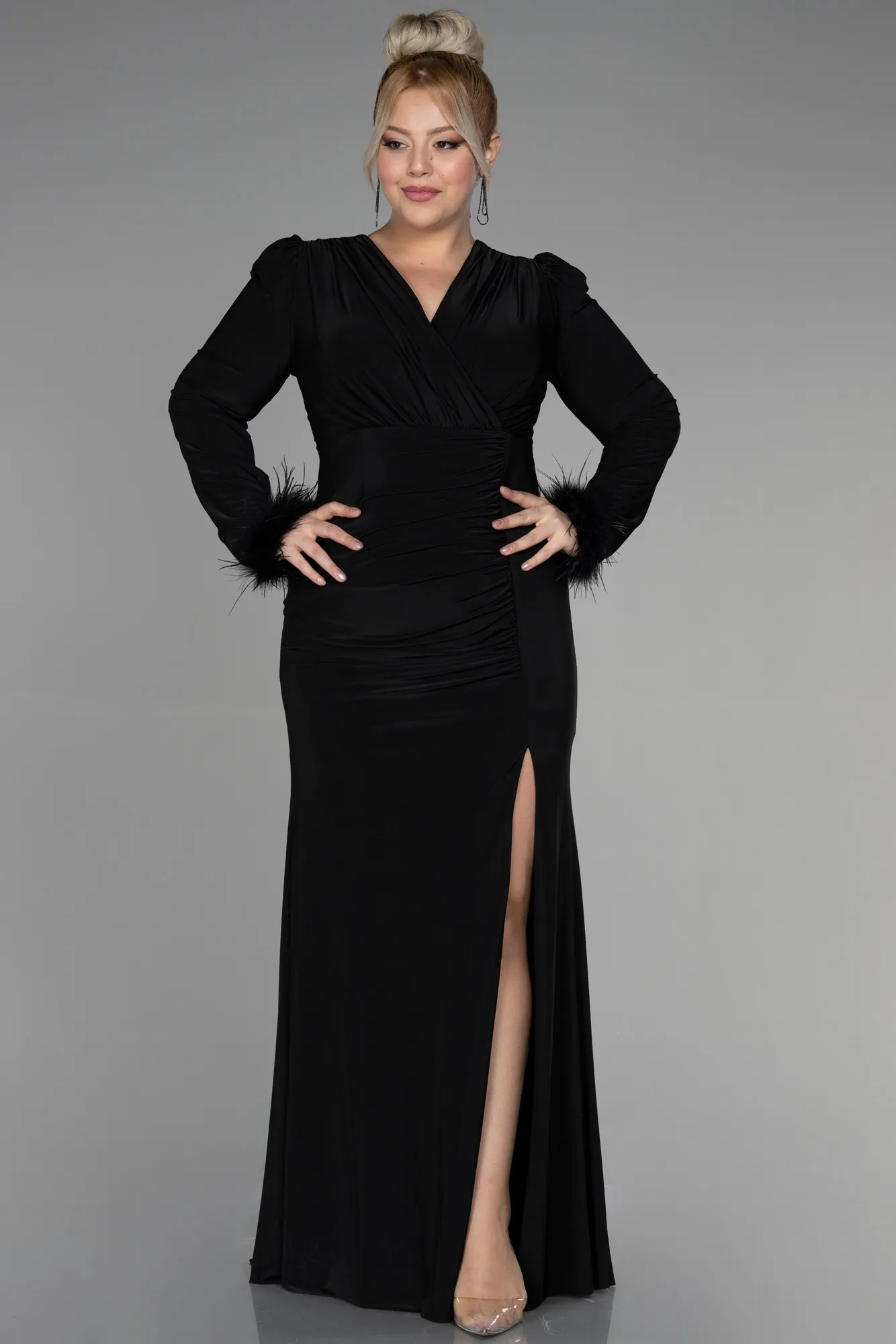Black-Long Plus Size Evening Dress ABU2832