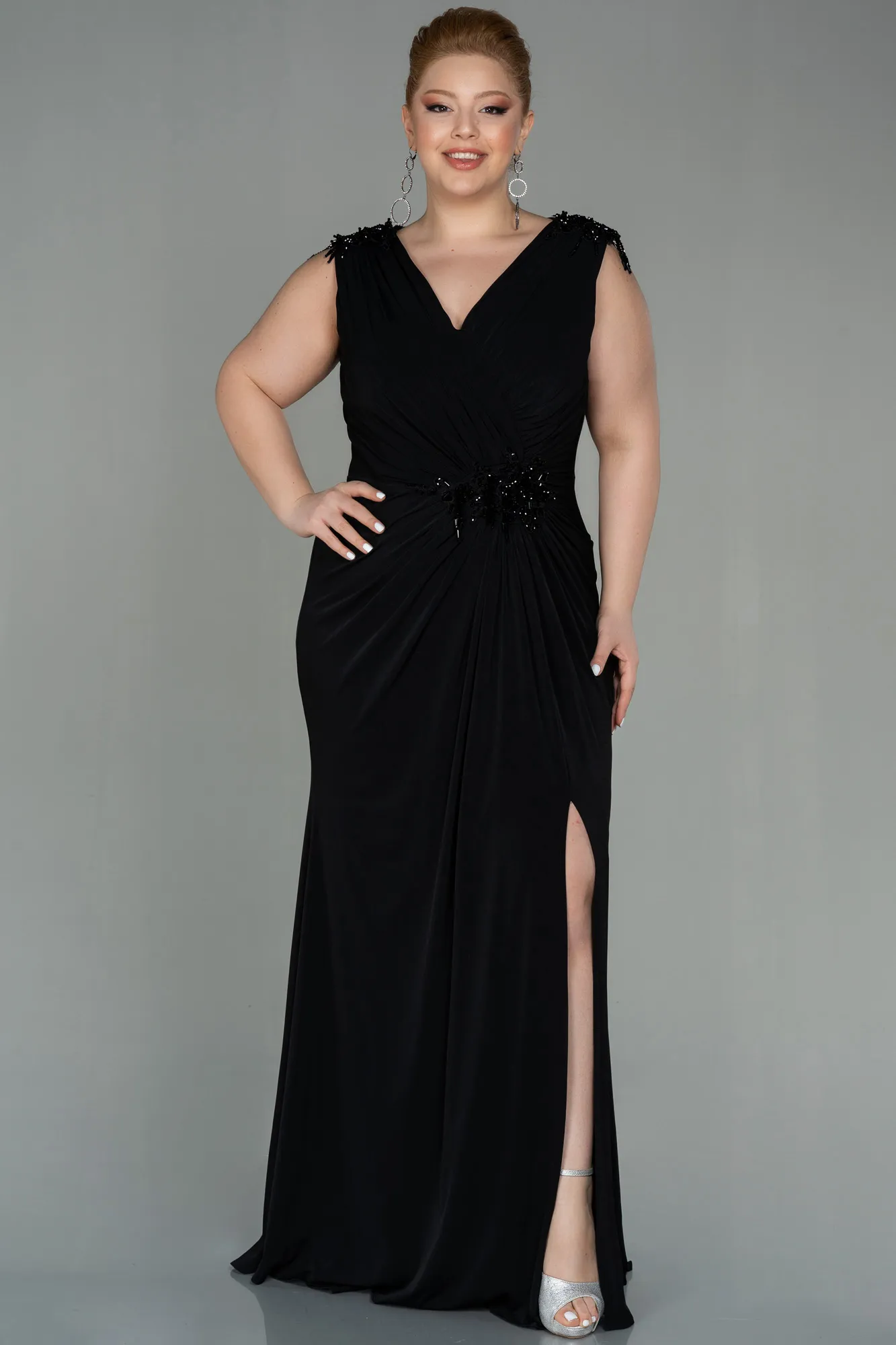 Black-Long Plus Size Evening Dress ABU2854