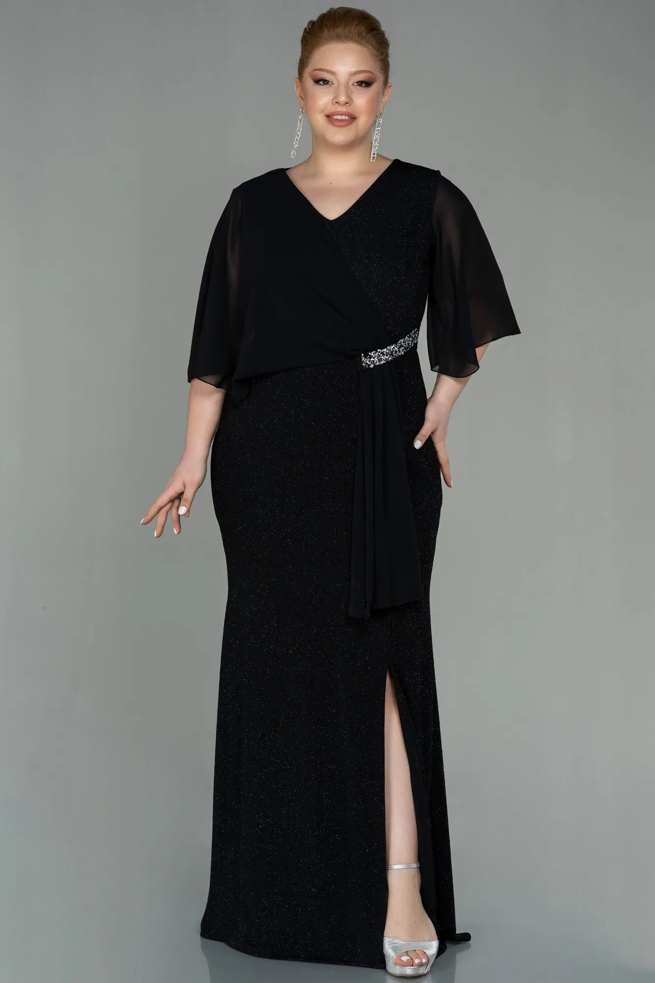 Black-Long Plus Size Evening Dress ABU2857