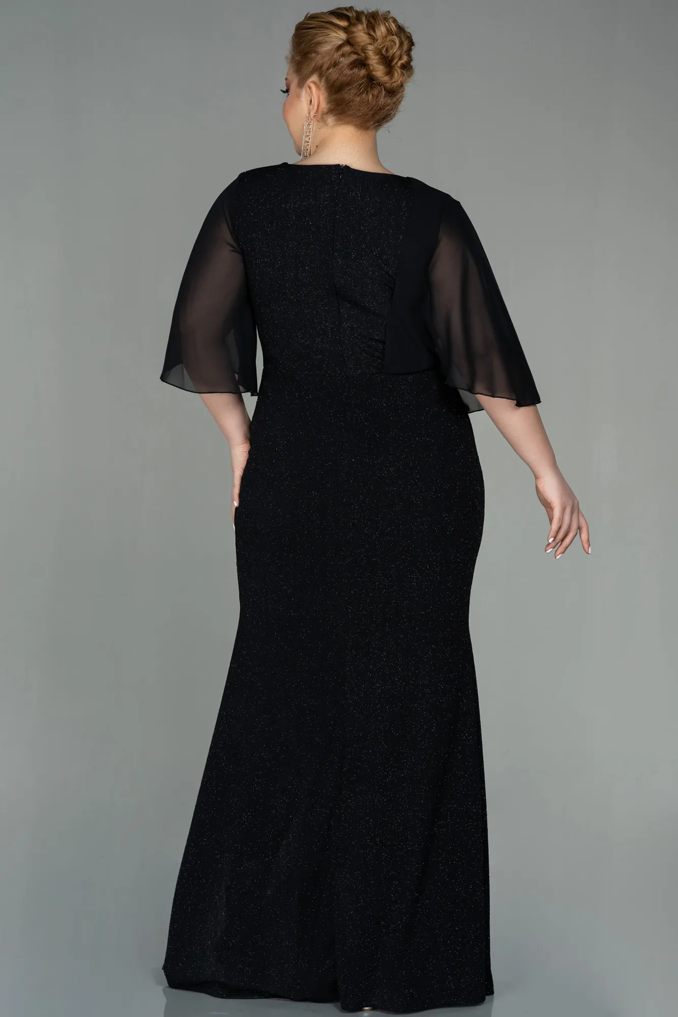 Black-Long Plus Size Evening Dress ABU2857