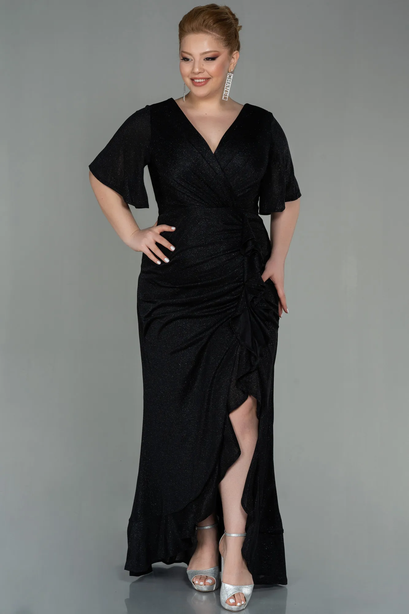 Black-Long Plus Size Evening Dress ABU2867