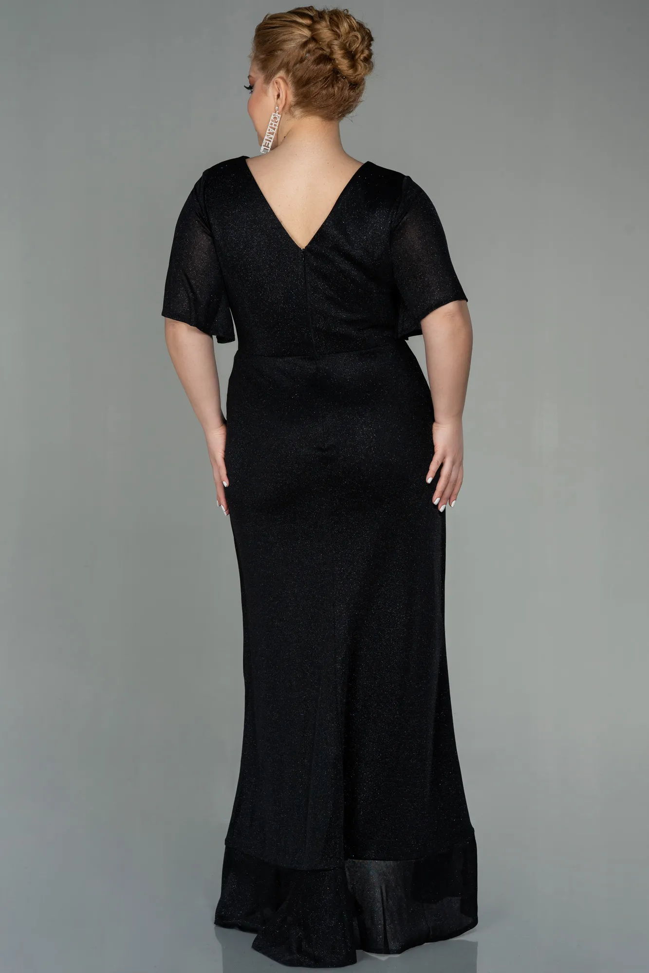 Black-Long Plus Size Evening Dress ABU2867