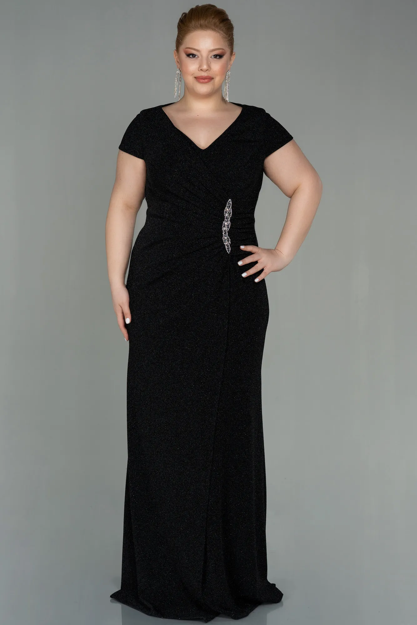 Black-Long Plus Size Evening Dress ABU2870