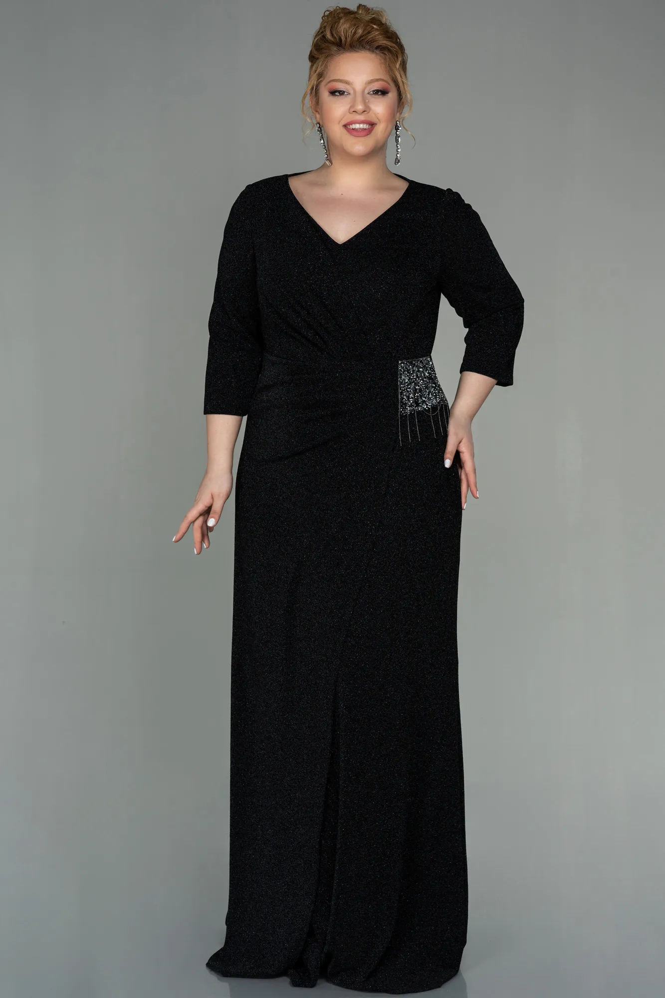 Black-Long Plus Size Evening Dress ABU2922