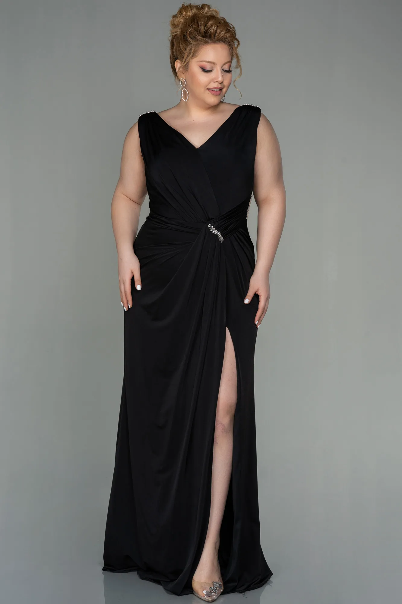 Black-Long Plus Size Evening Dress ABU2931