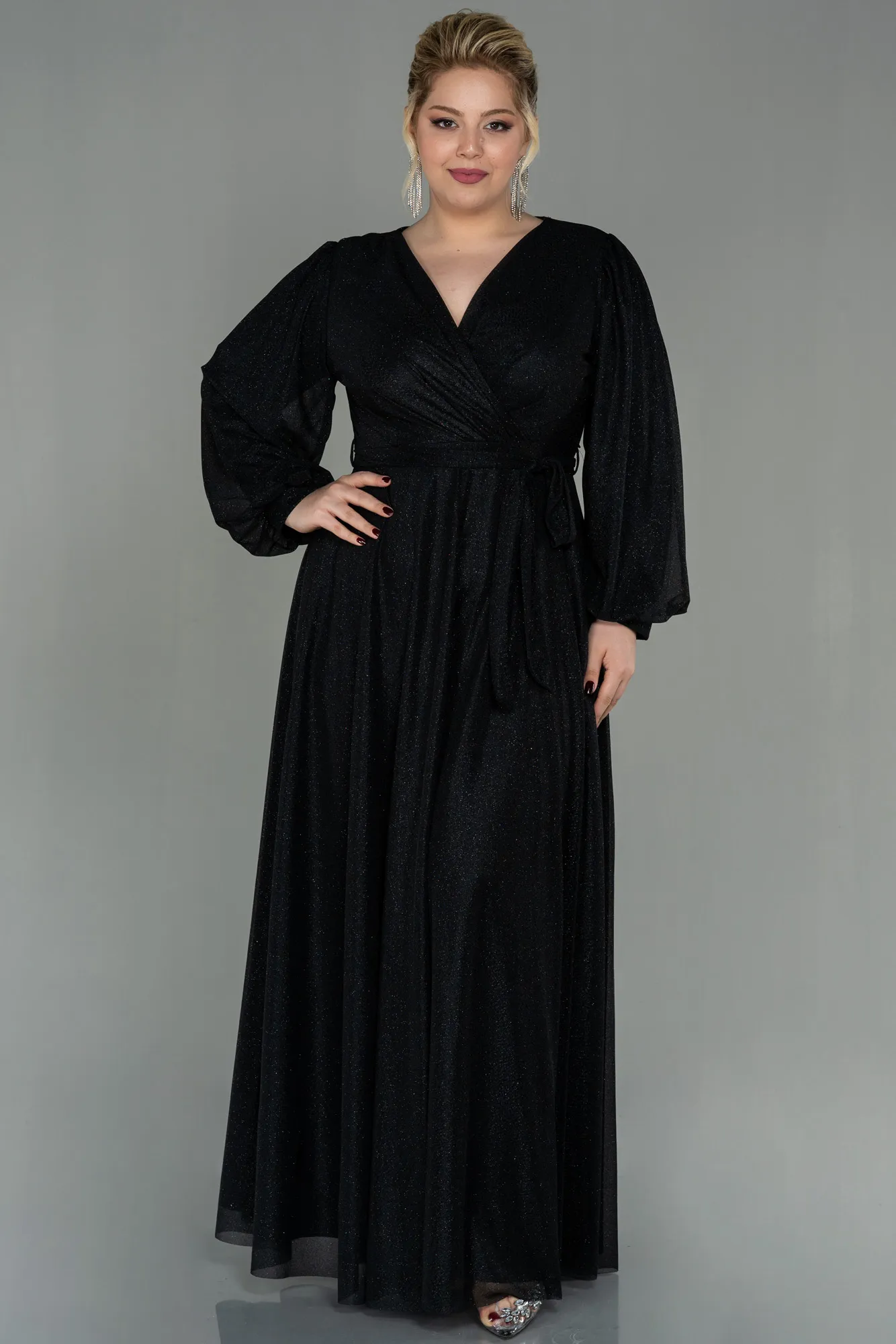 Black-Long Plus Size Evening Dress ABU2962
