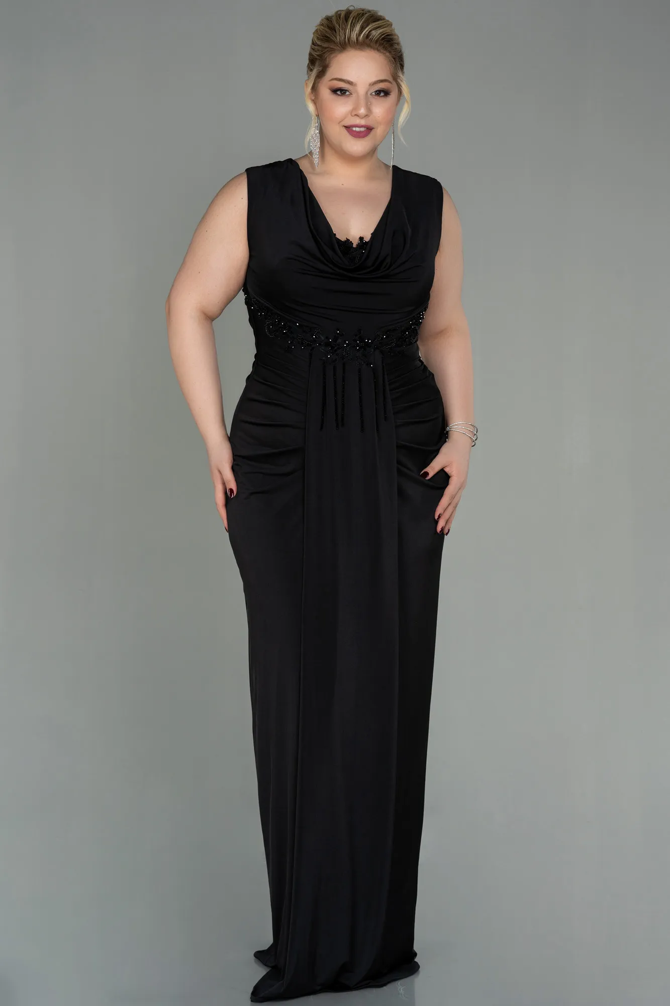 Black-Long Plus Size Evening Dress ABU2974