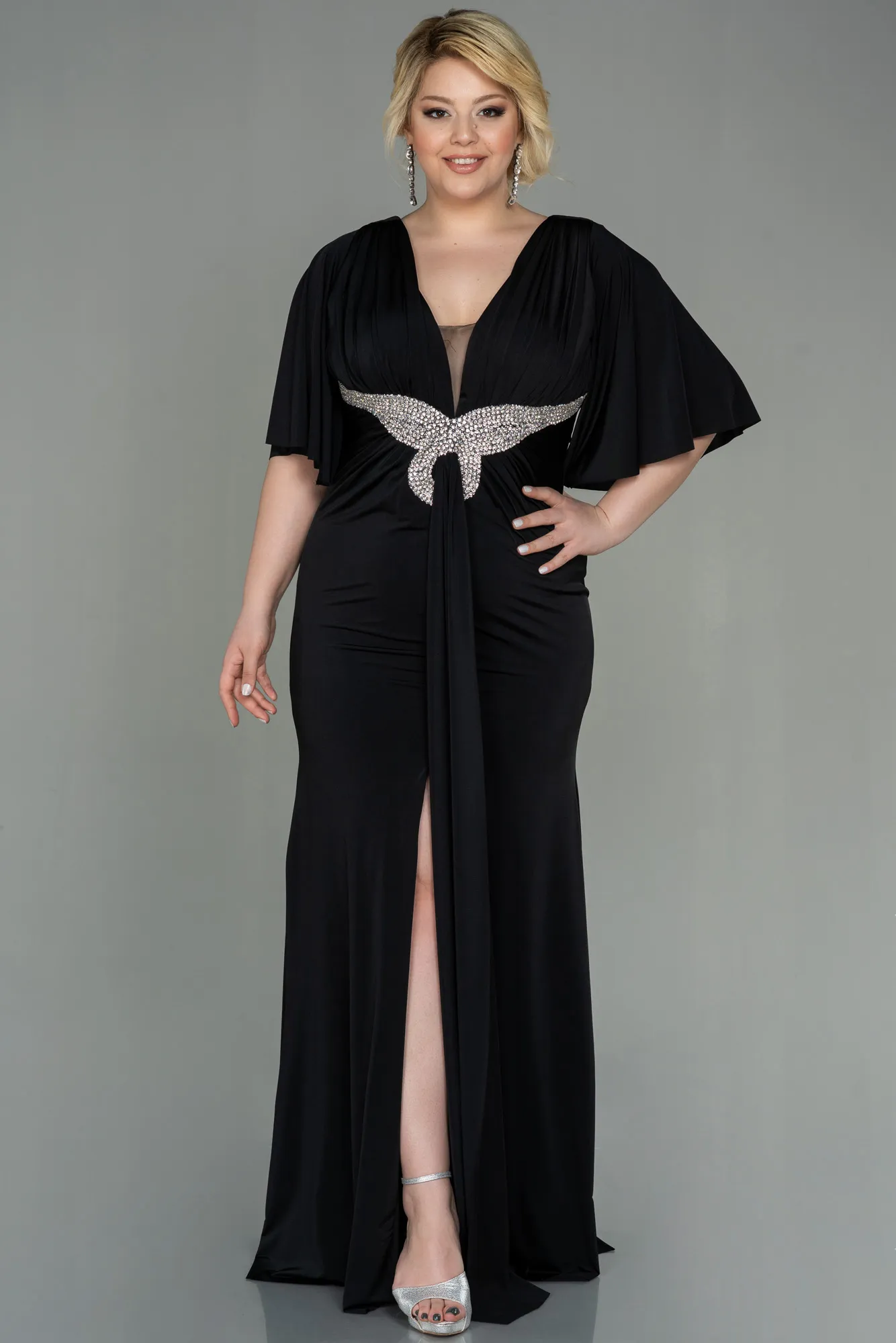 Black-Long Plus Size Evening Dress ABU3015