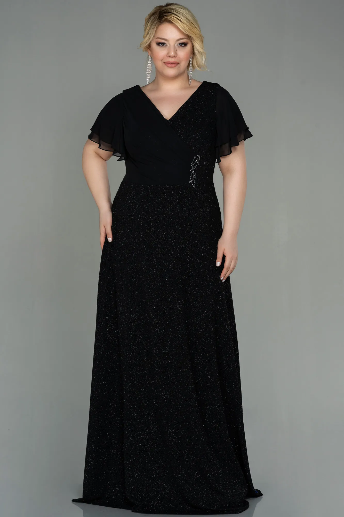 Black-Long Plus Size Evening Dress ABU3019