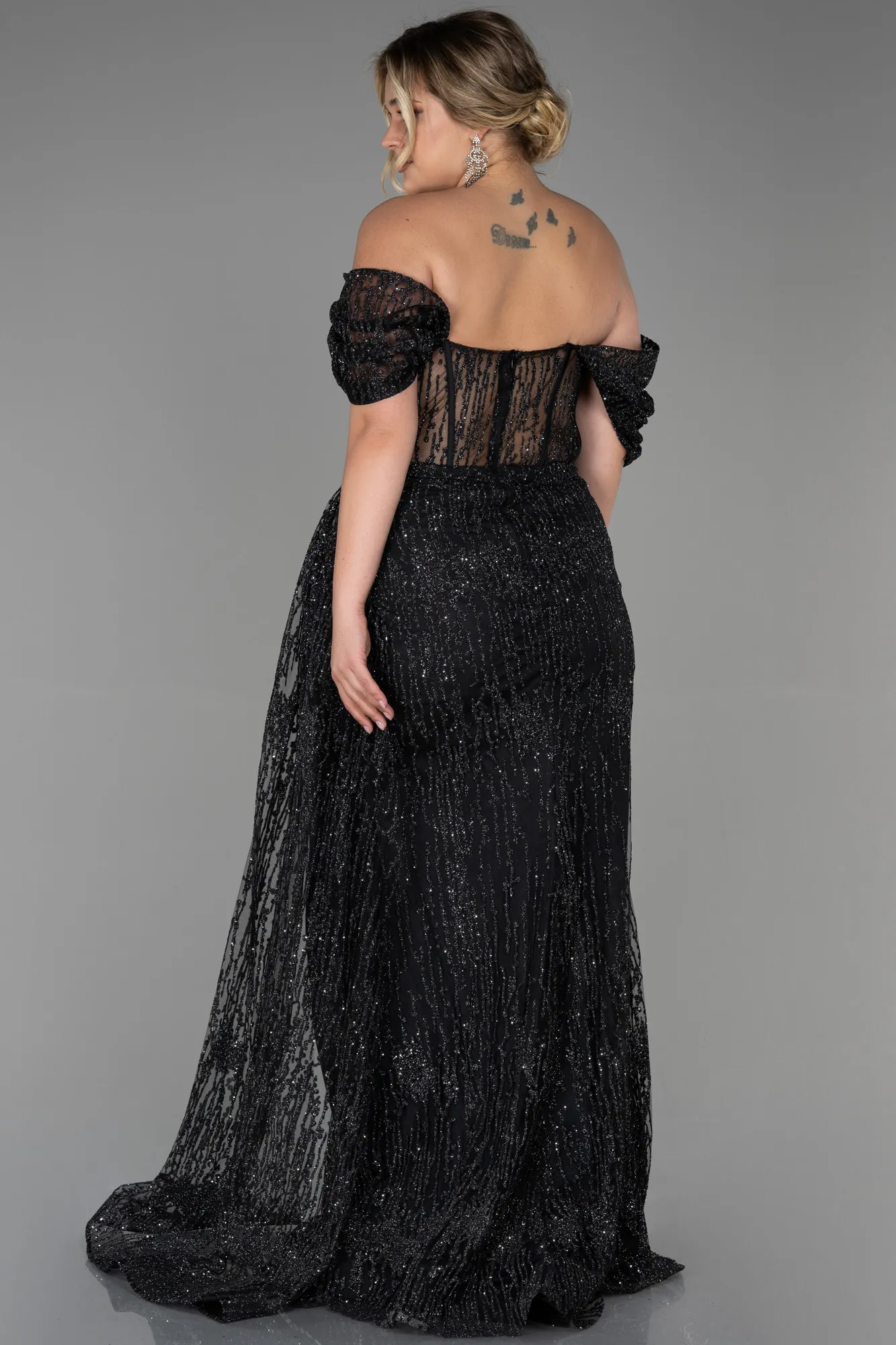 Black-Long Plus Size Evening Dress ABU3097