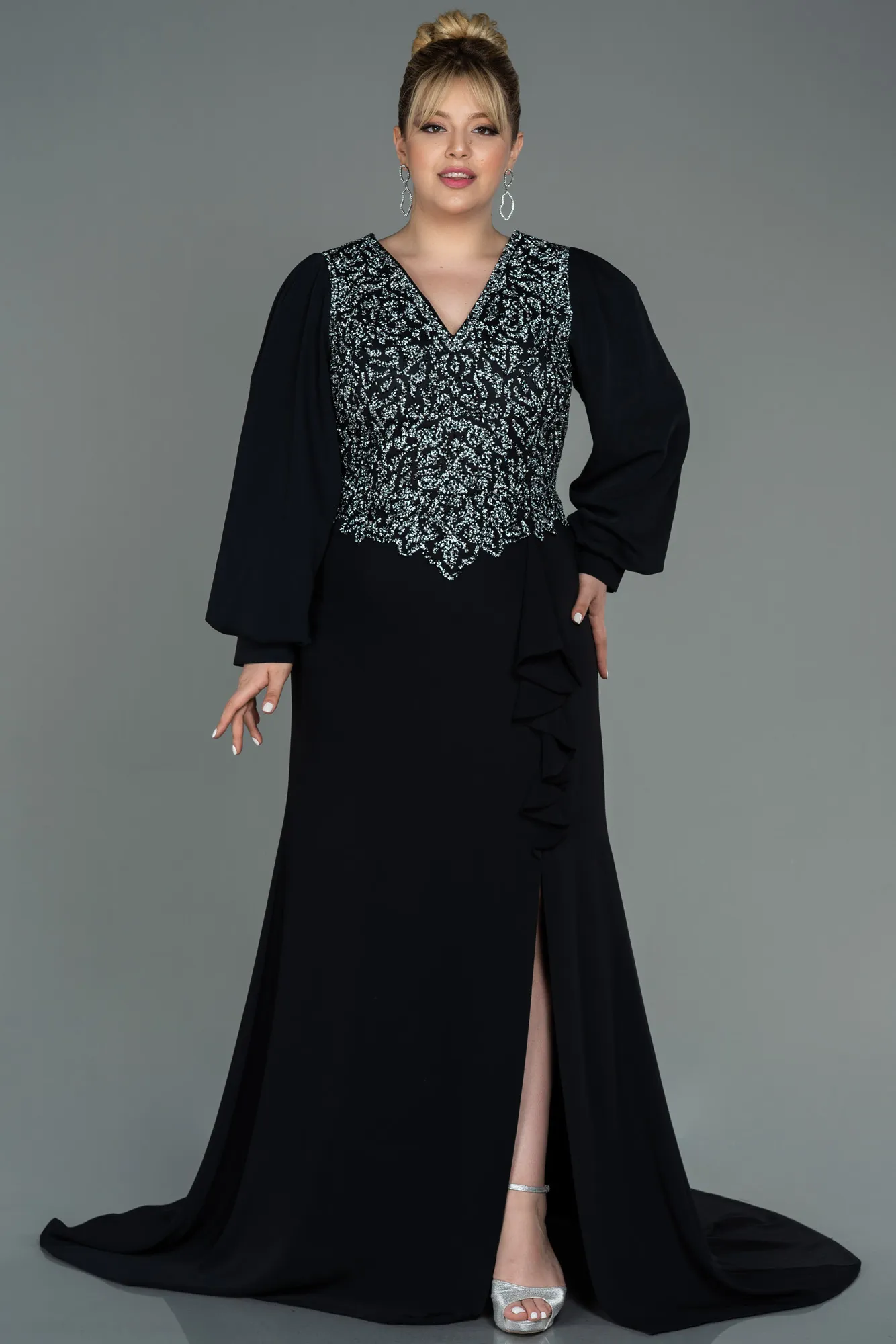 Black-Long Plus Size Evening Dress ABU3127