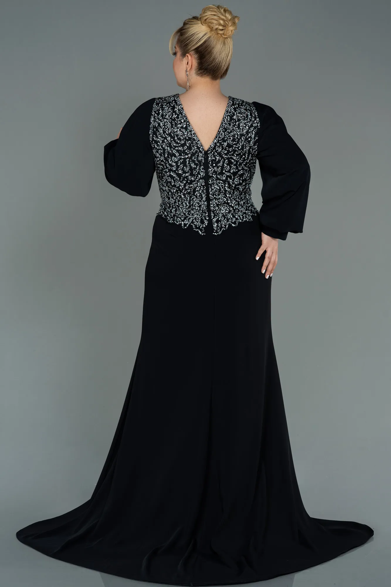 Black-Long Plus Size Evening Dress ABU3127