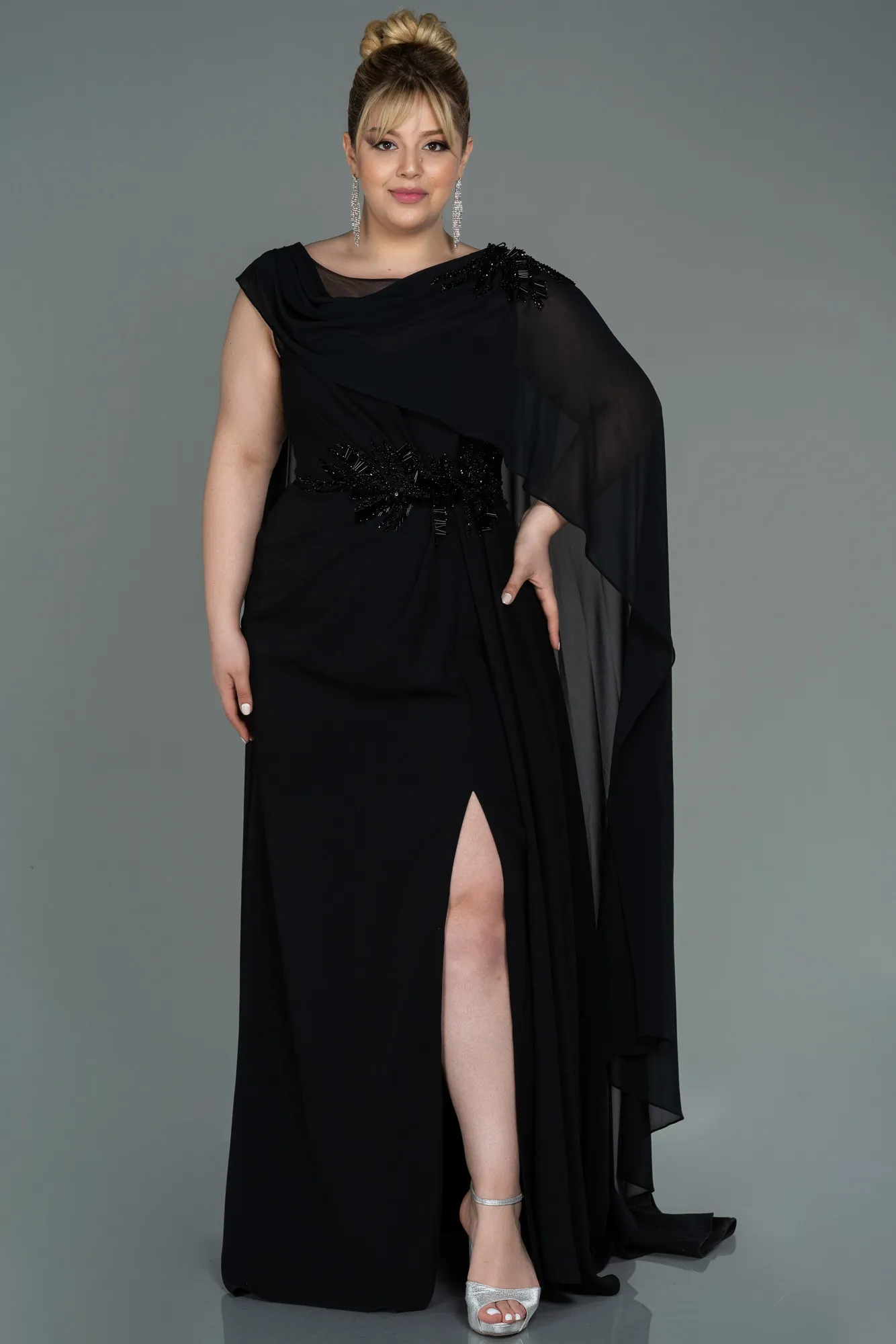 Black-Long Plus Size Evening Dress ABU3131