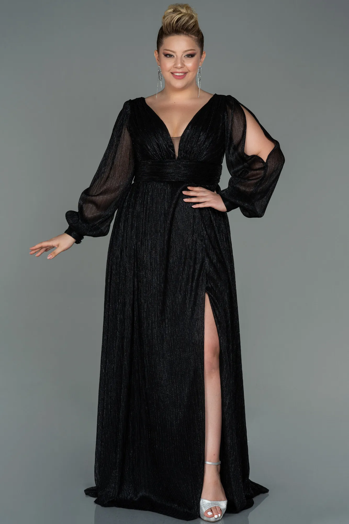 Black-Long Plus Size Evening Dress ABU3154