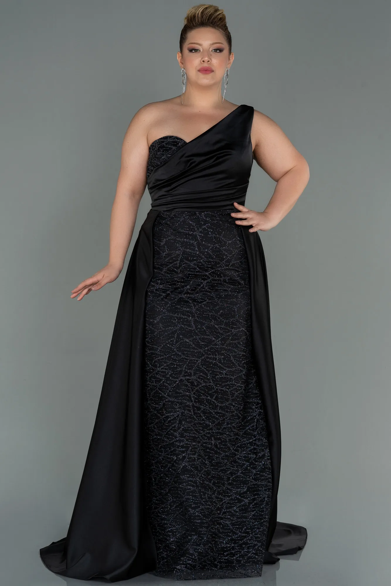 Black-Long Plus Size Evening Dress ABU3171
