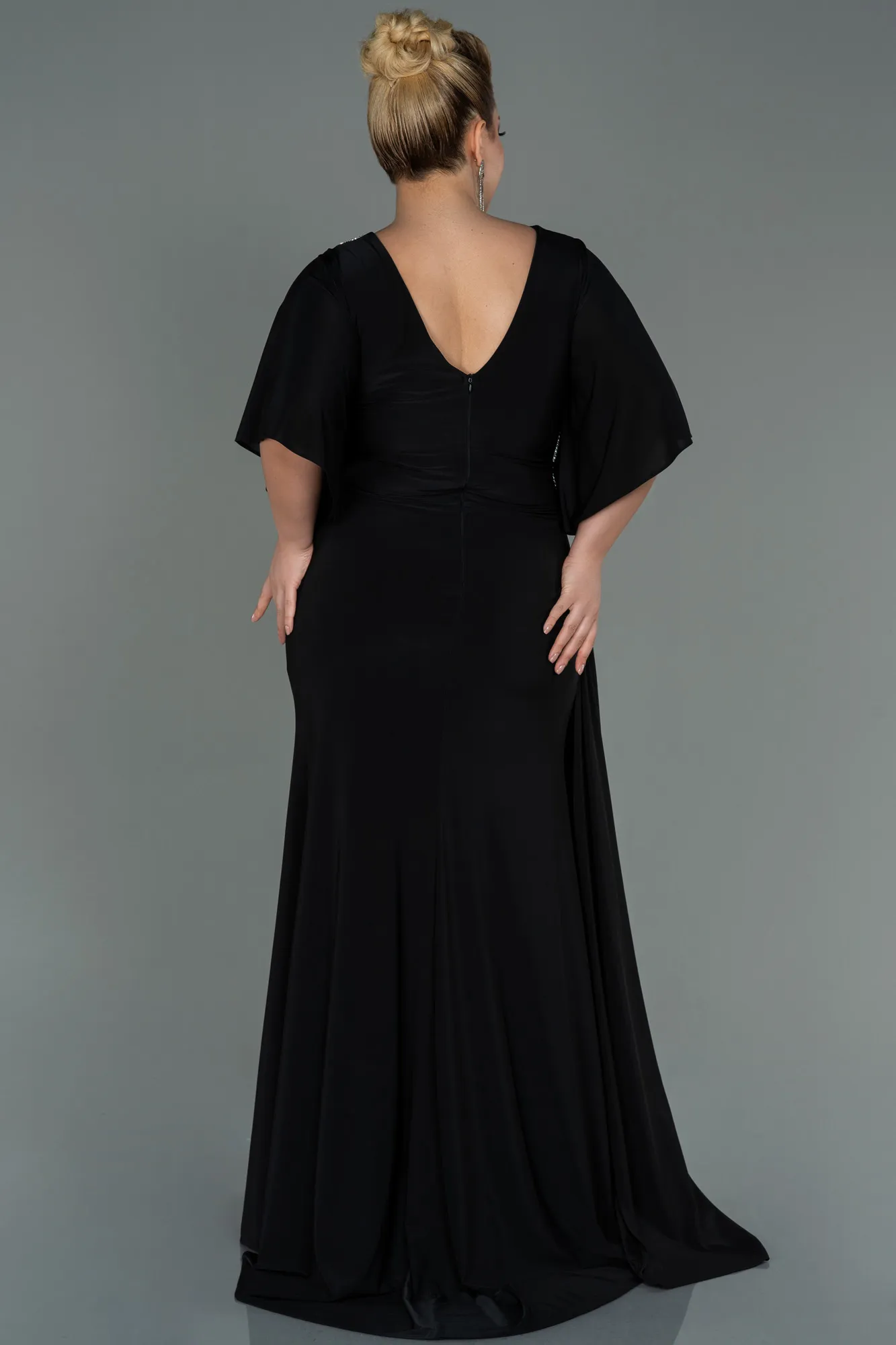Black-Long Plus Size Evening Dress ABU3173