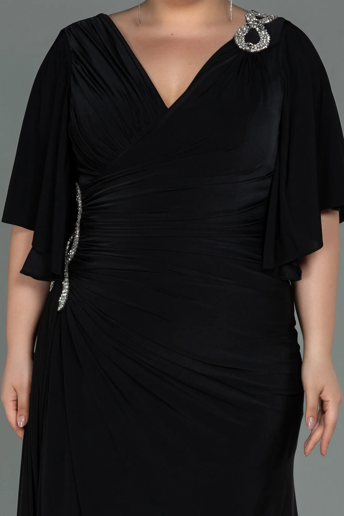 Black-Long Plus Size Evening Dress ABU3173
